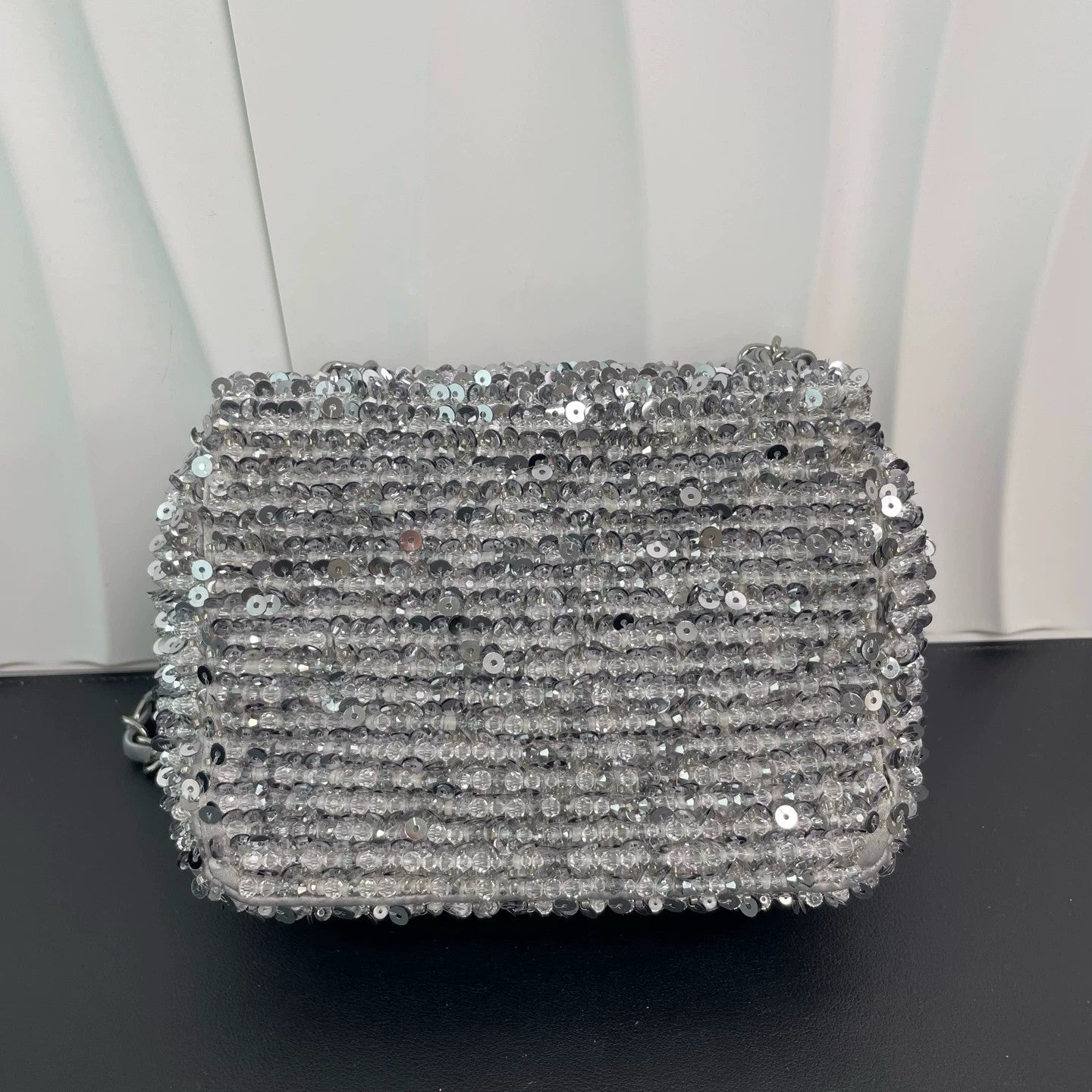 Chanel - CF Rectangular Mini Flap Sequin Bag - Sequins and textile - Silver - (mini)