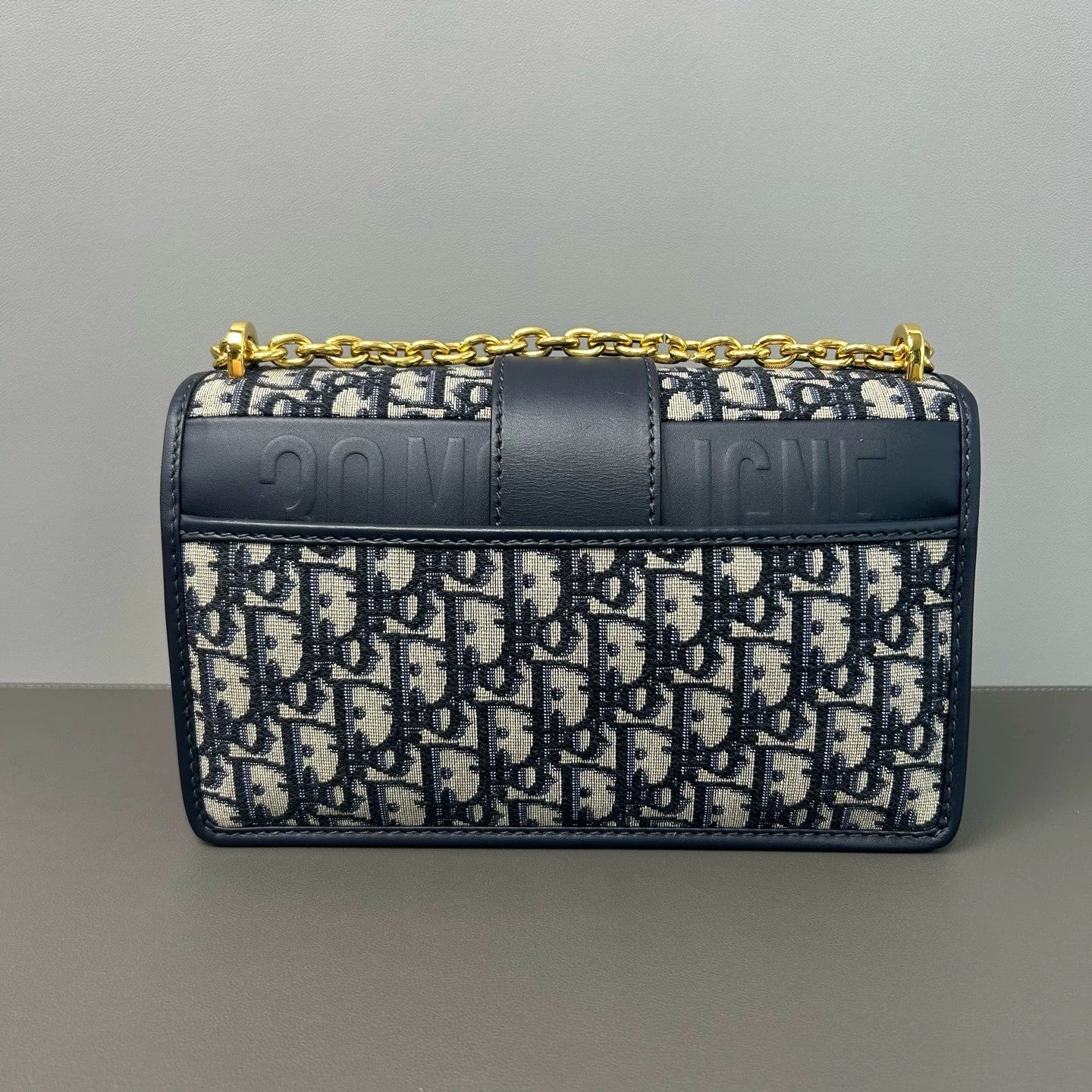 Dior - 30 Montaigne Oblique Embroidered Flap Bag with Chain - Embroidered canvas with leather trim - Blue - (medium)