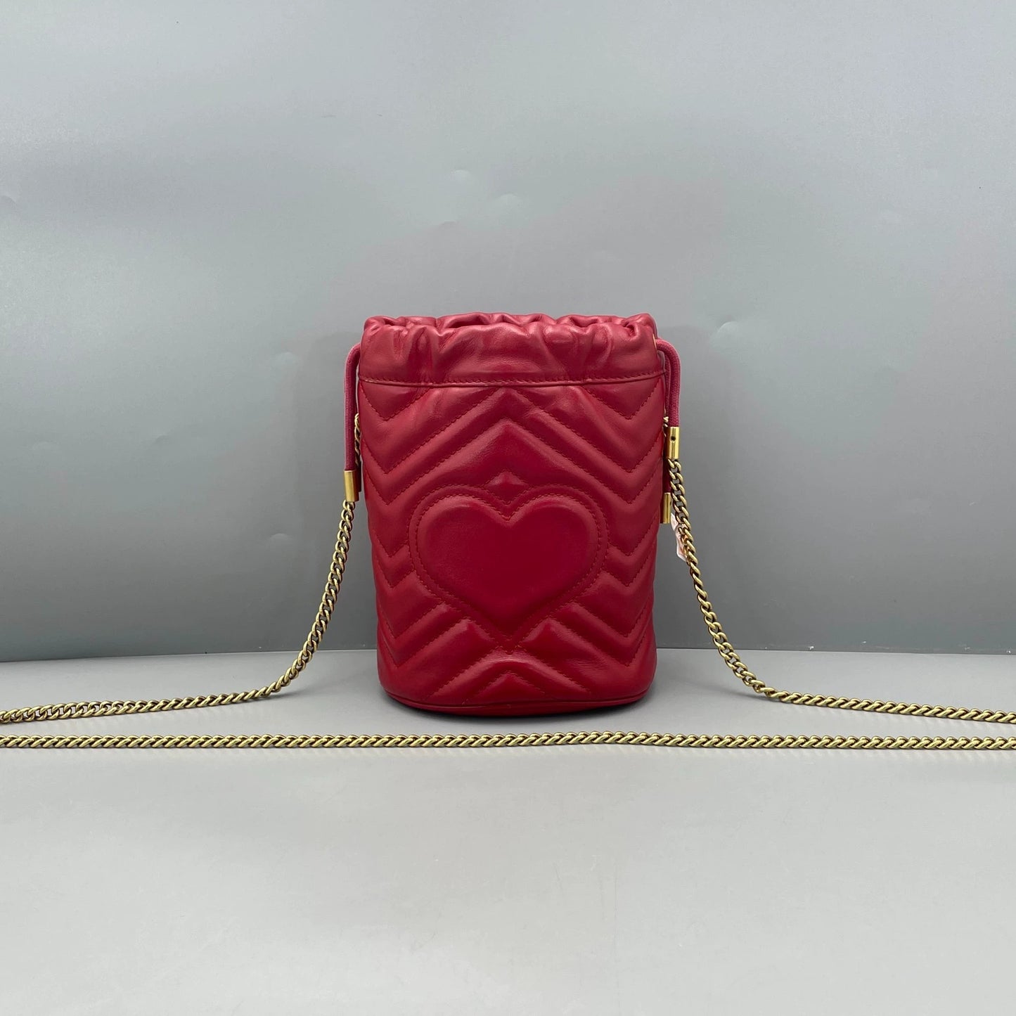 Gucci - GG Marmont Mini Bucket Bag - Leather - Red with Gold-Tone Hardware - (mini)