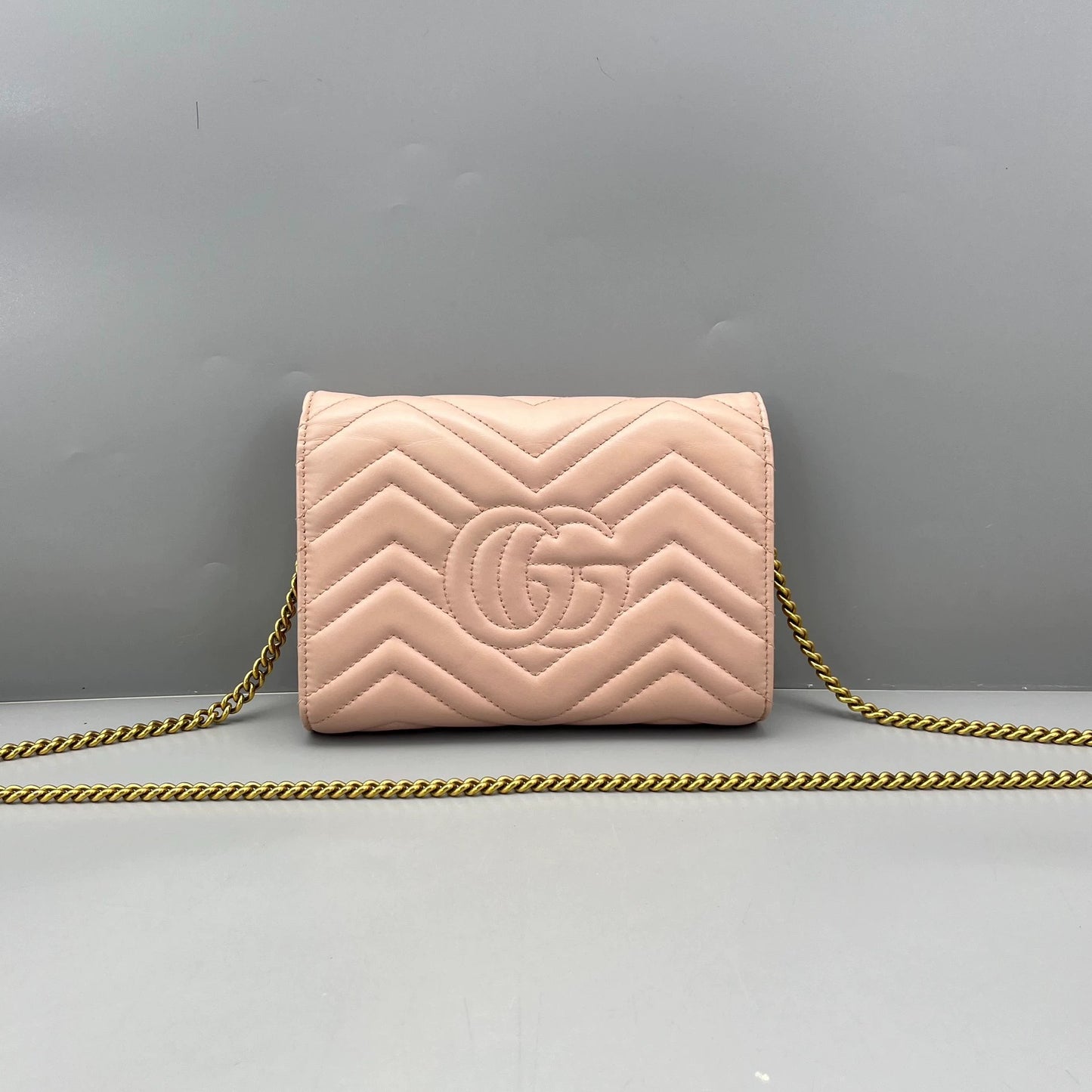 Gucci - GG Marmont Matelassé Chain Wallet (WOC) - Leather - Pink - (mini)