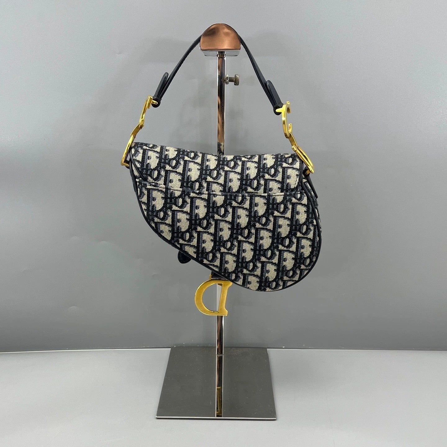 Dior - Saddle bag - Dior Oblique jacquard canvas with navy blue calfskin leather trim - Blue - (Small)
