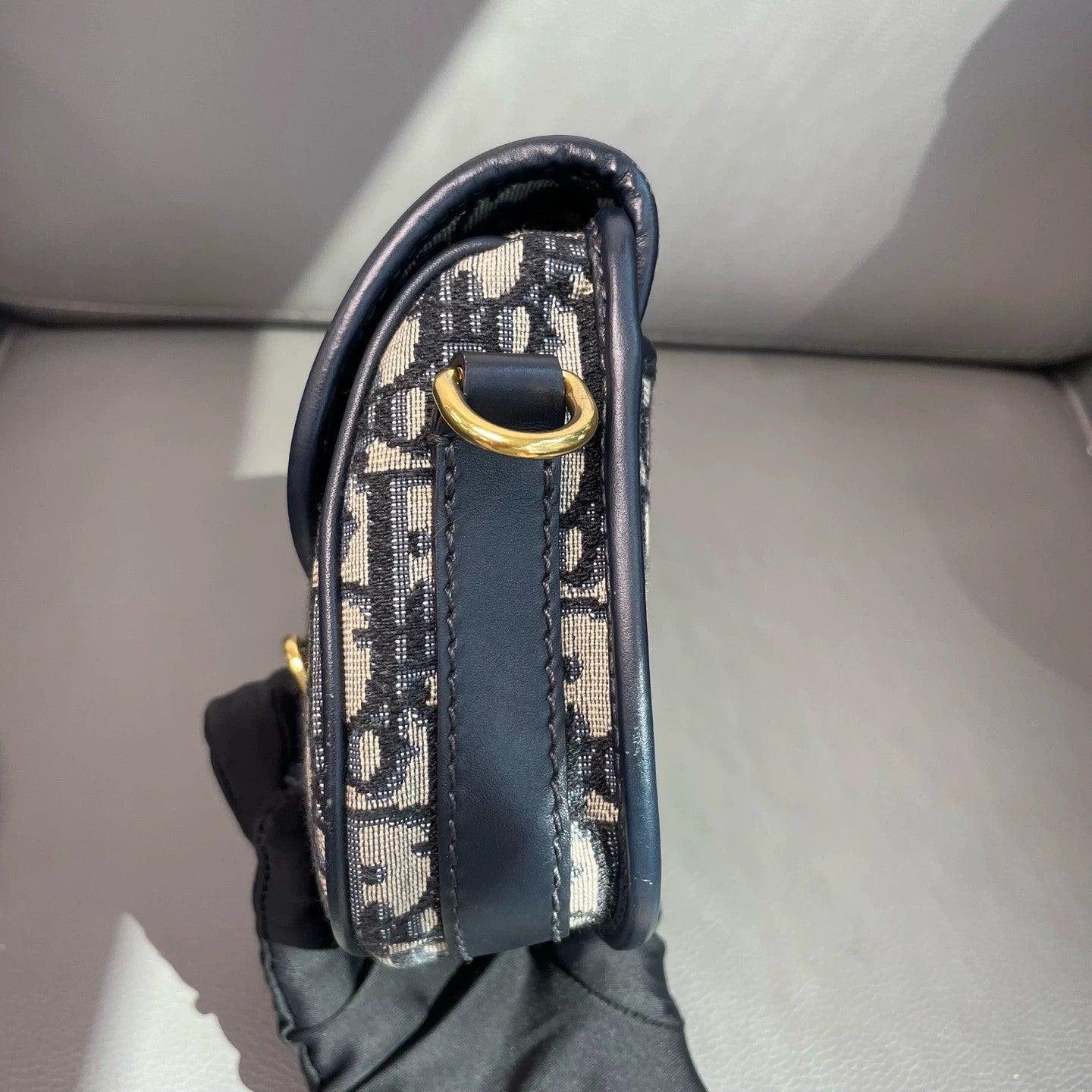 Dior - Bobby Small - Dior Oblique jacquard canvas with calfskin leather trim - Beige and Navy with Gold-Tone Hardware - (Small)