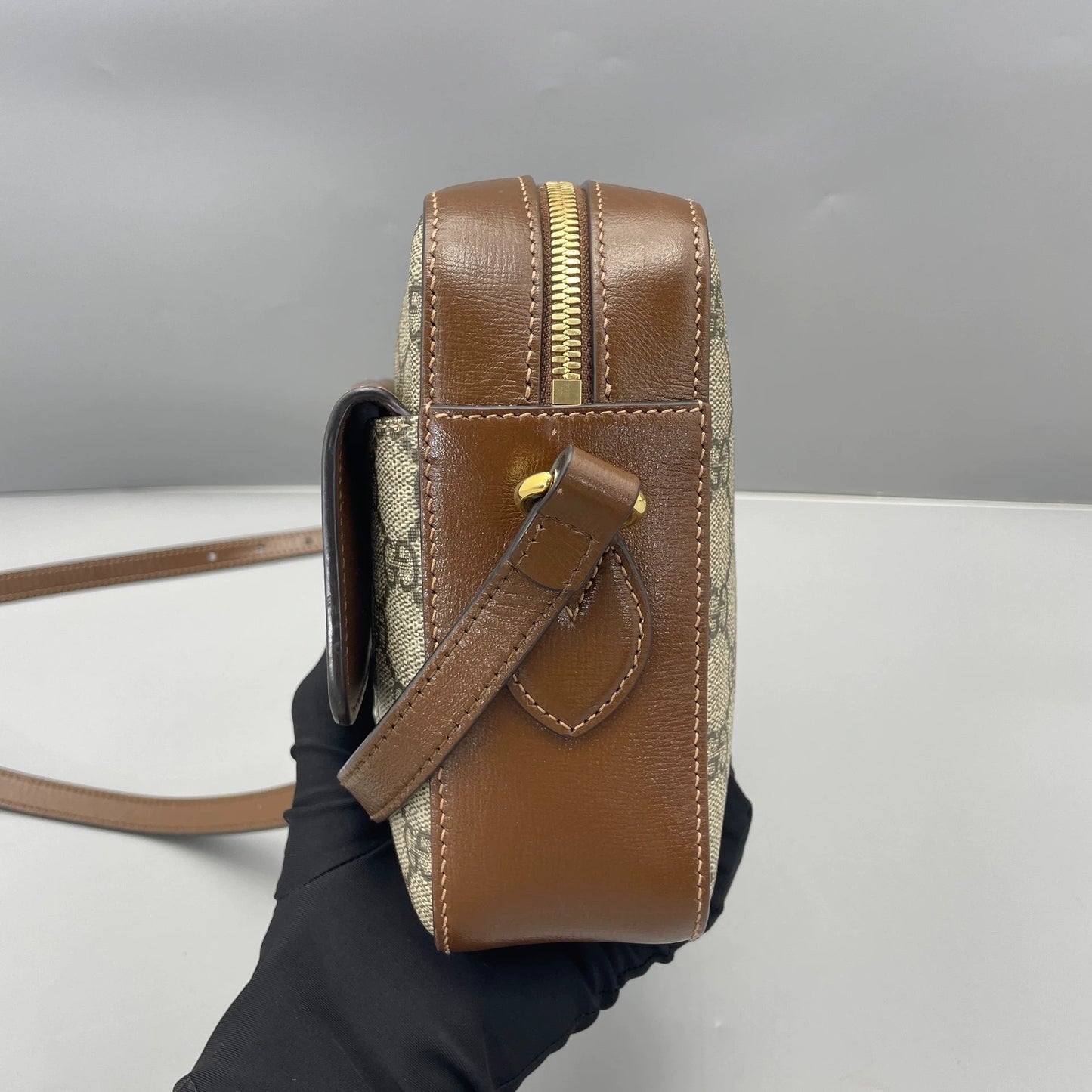 Gucci - Horsebit 1955 Camera Bag - GG Supreme canvas with leather trim - Beige and Brown - (small)