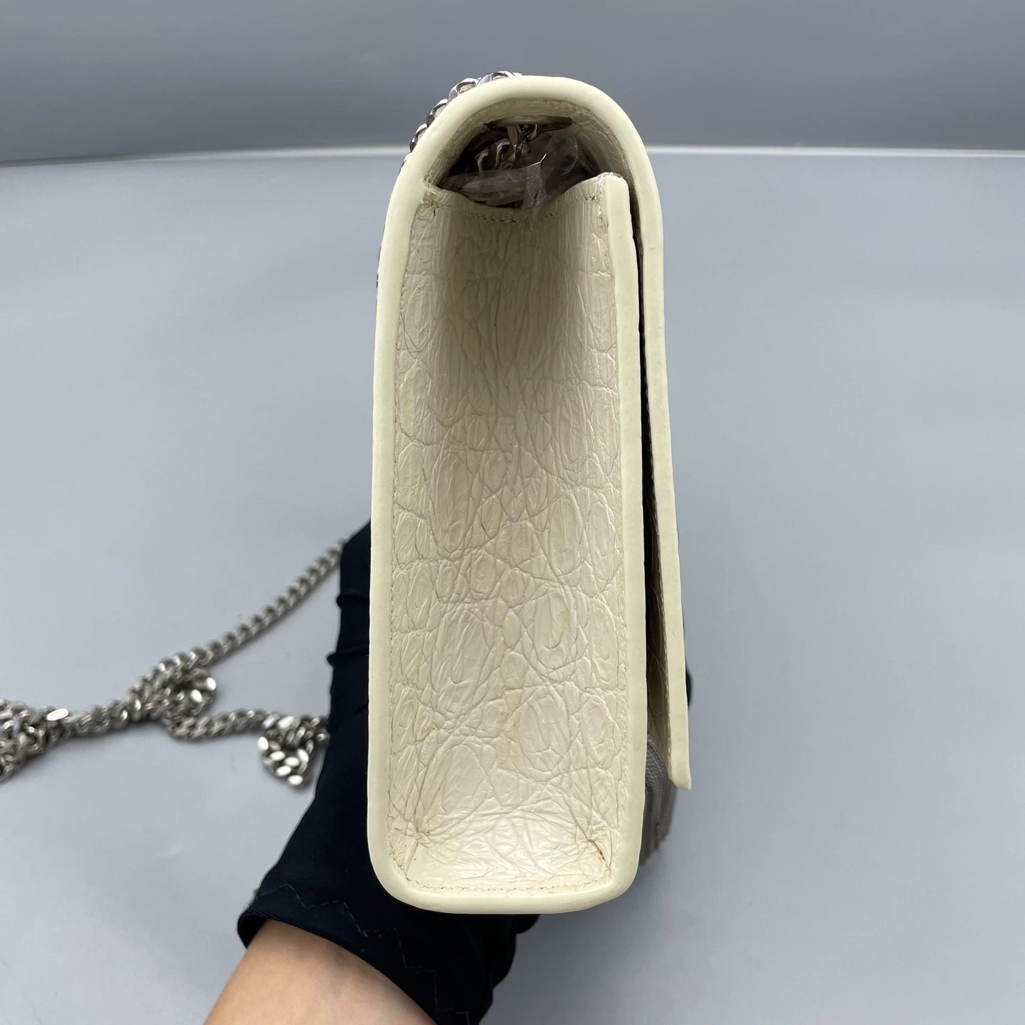 Saint Laurent - Kate Tassel Bag - Crocodile embossed leather - White - (medium)