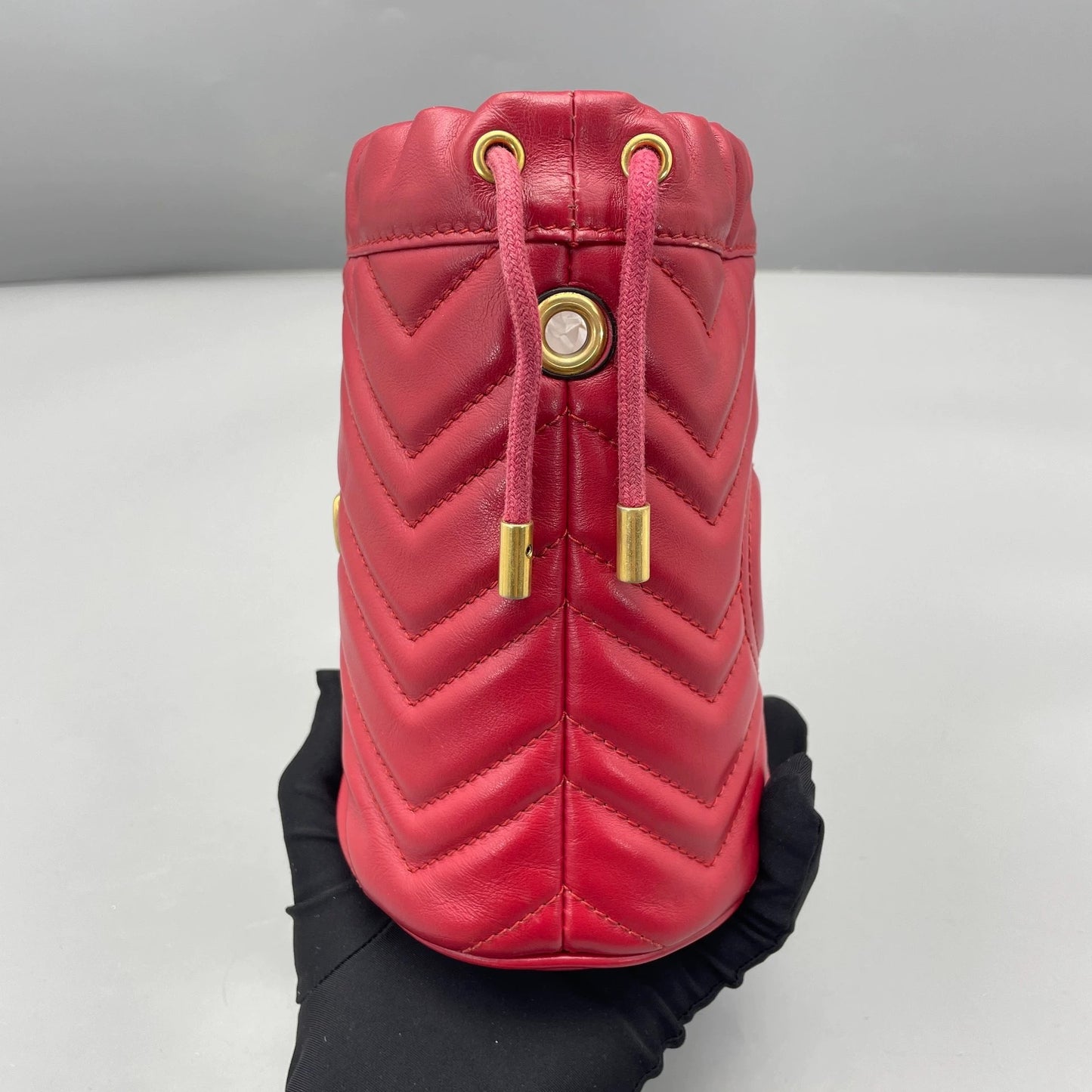 Gucci - GG Marmont Mini Bucket Bag - Leather - Red with Gold-Tone Hardware - (mini)