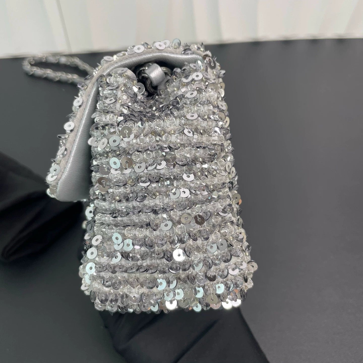 Chanel - CF Rectangular Mini Flap Sequin Bag - Sequins and textile - Silver - (mini)