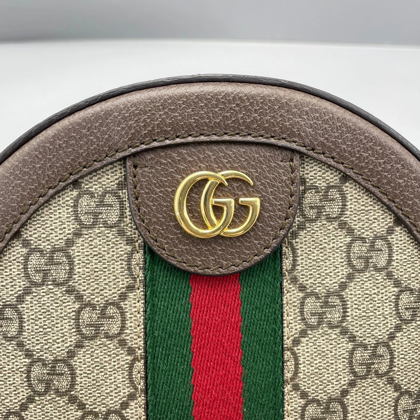 Gucci - Ophidia Mini Round Shoulder Bag - GG Supreme canvas with leather trim - Brown - (mini)