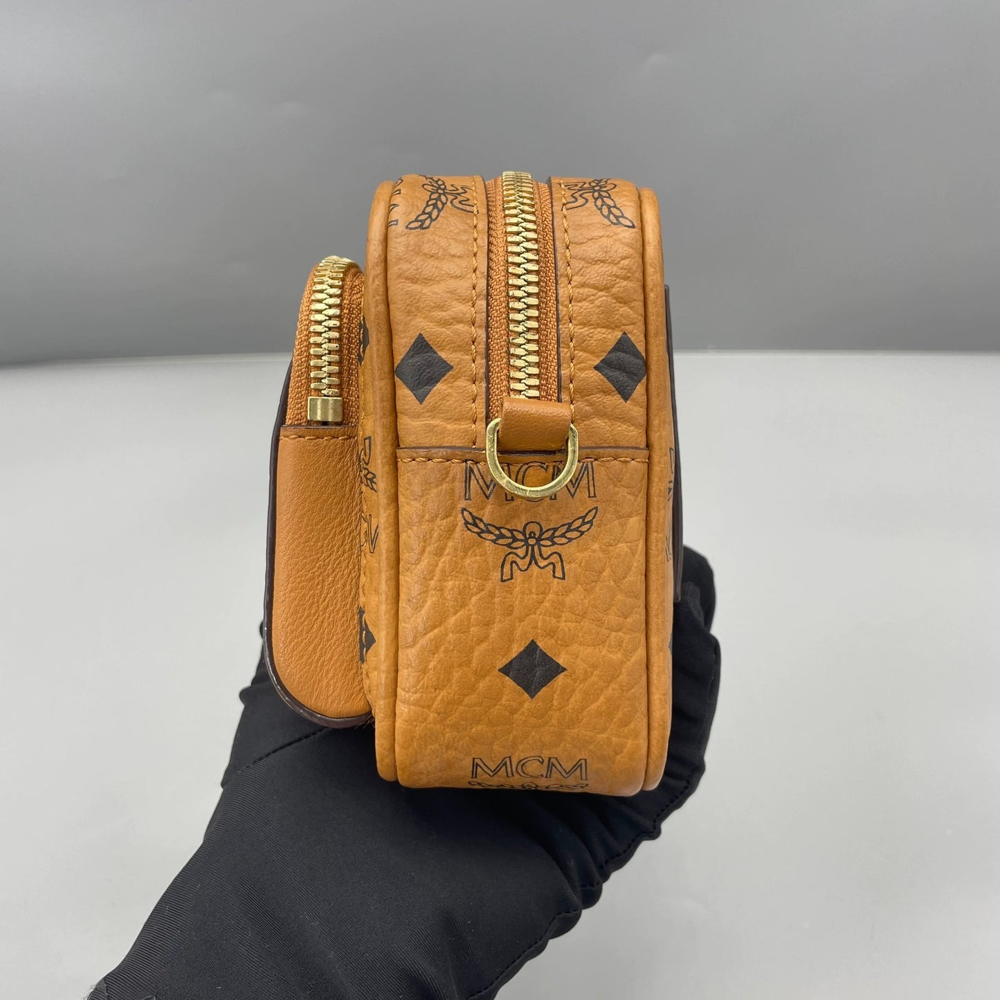 MCM - Visetos Camera Belt Bag - Coated Canvas with Leather Trim - Cognac - (mini)