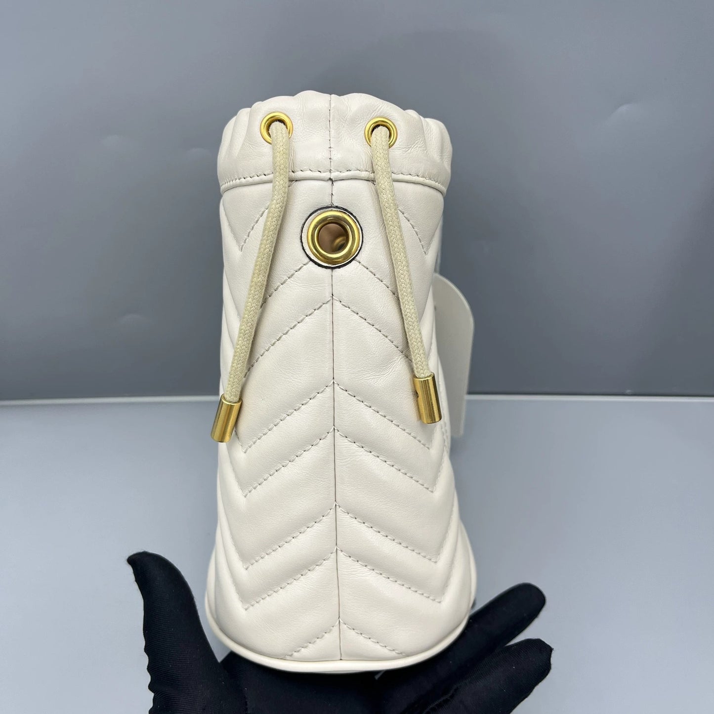 Gucci - GG Marmont Small Bucket Bag - Leather - White - (Small)