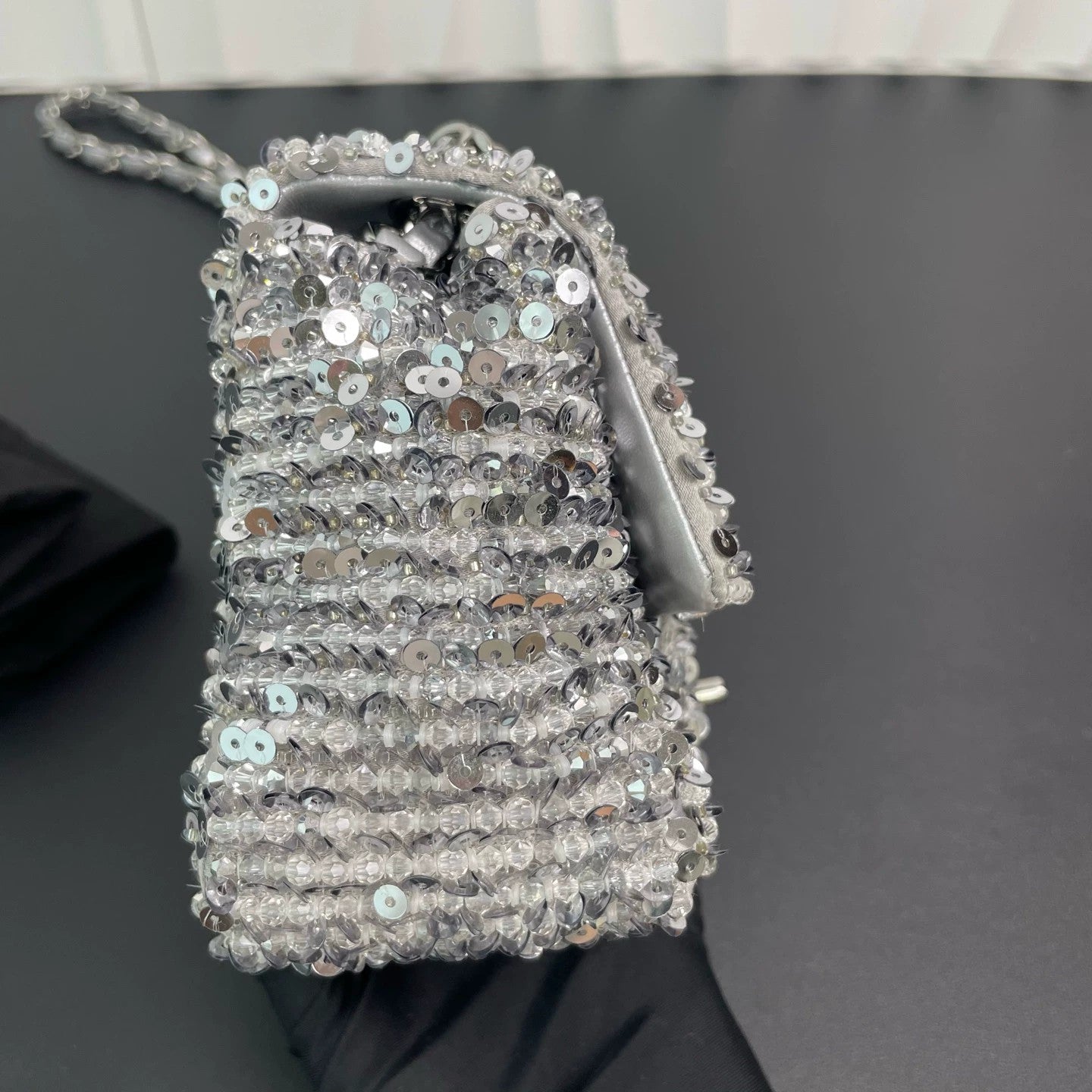 Chanel - CF Rectangular Mini Flap Sequin Bag - Sequins and textile - Silver - (mini)