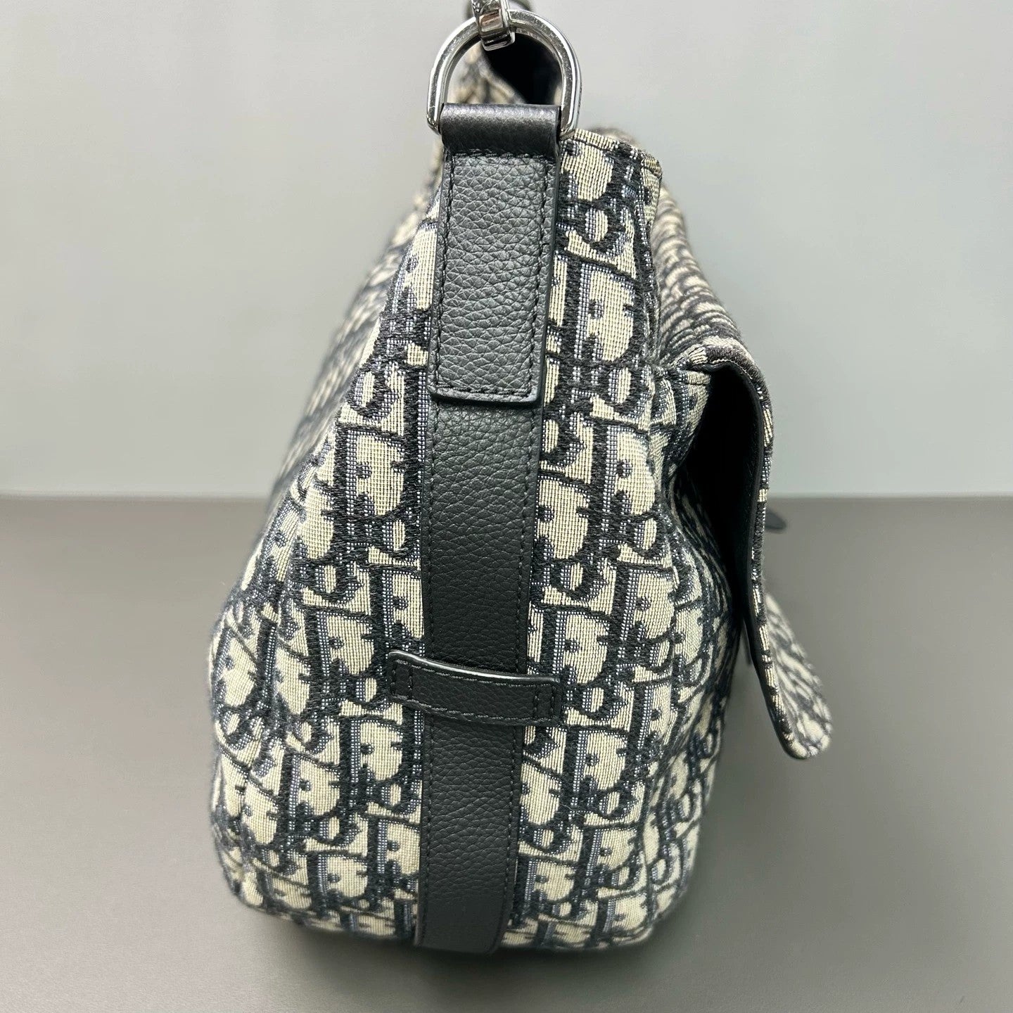 Dior - Saddle Soft Tote - Oblique jacquard canvas with pebbled leather trim - Beige and Navy with Black leather - (Small)