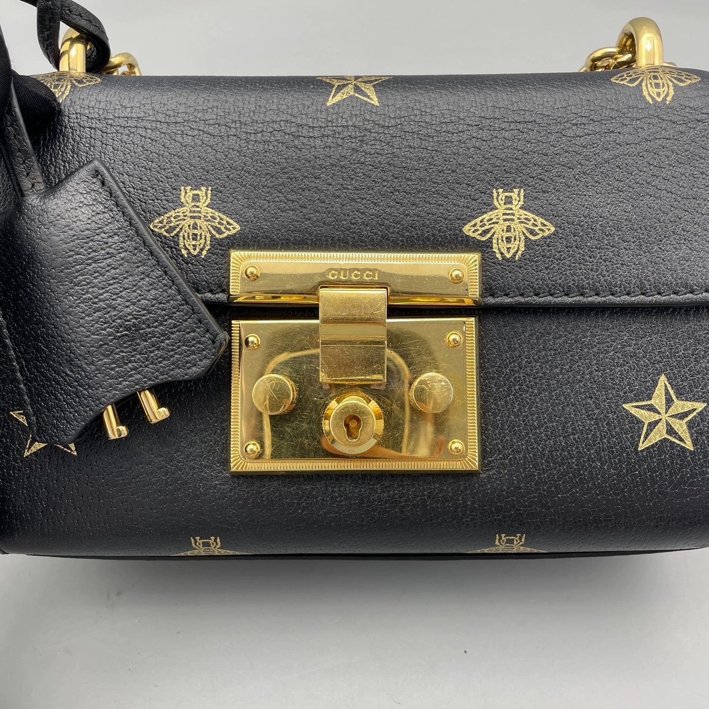 Gucci - Padlock Bee Mini Bag - Leather - Black - (small)