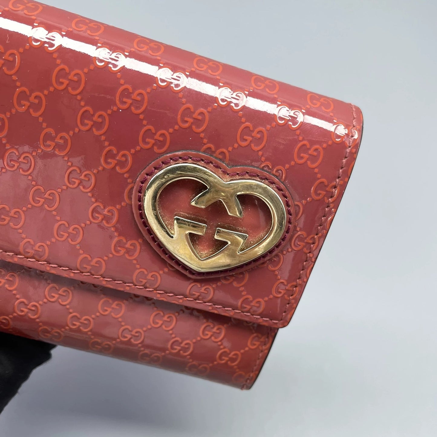 Gucci - Double G Heart Wallet - Patent leather - Pink - (Medium)