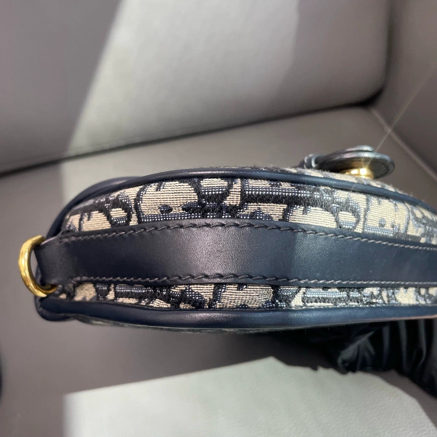 Dior - Bobby Small - Dior Oblique jacquard canvas with calfskin leather trim - Beige and Navy with Gold-Tone Hardware - (Small)
