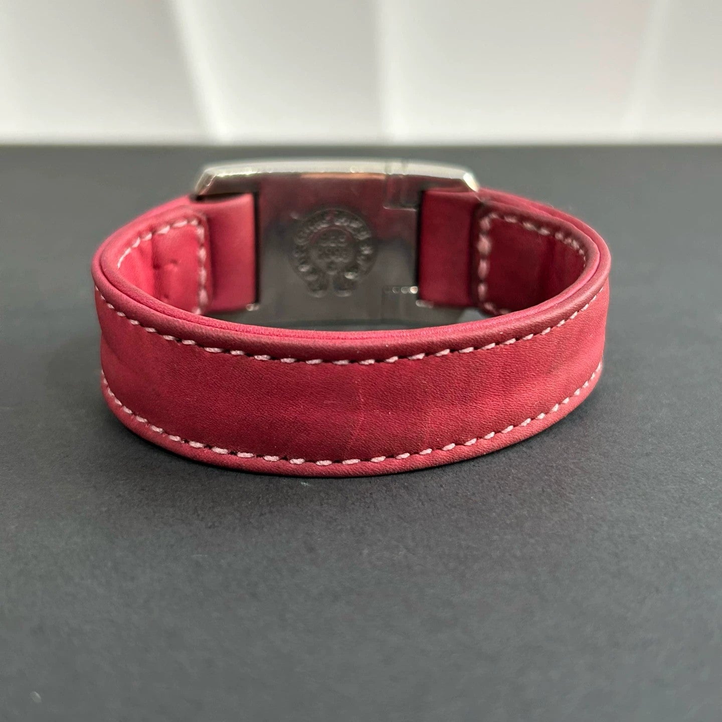 Chrome Hearts - Floral Cross Leather Bracelet - Leather with 925 sterling silver - Pink - (medium)
