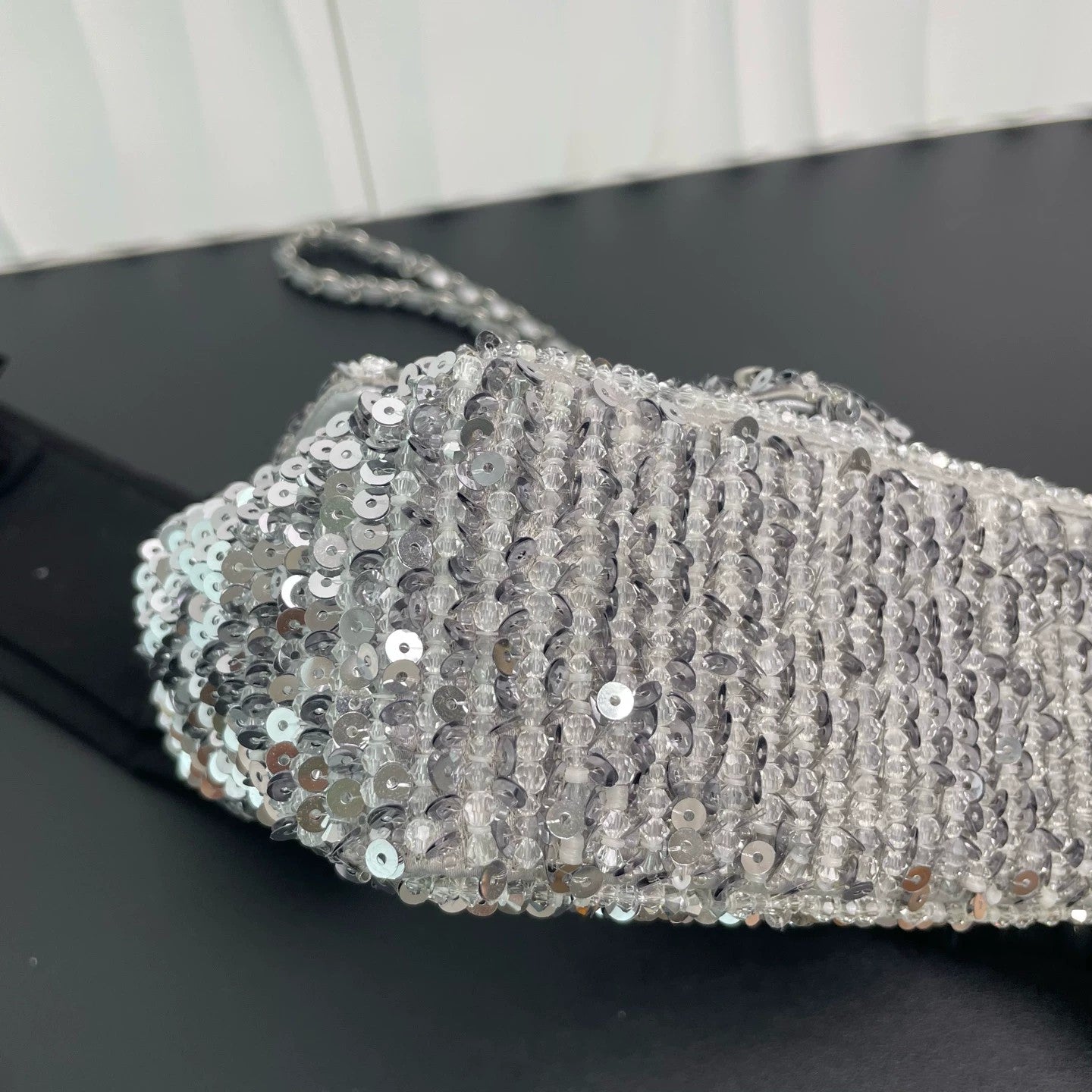 Chanel - CF Rectangular Mini Flap Sequin Bag - Sequins and textile - Silver - (mini)