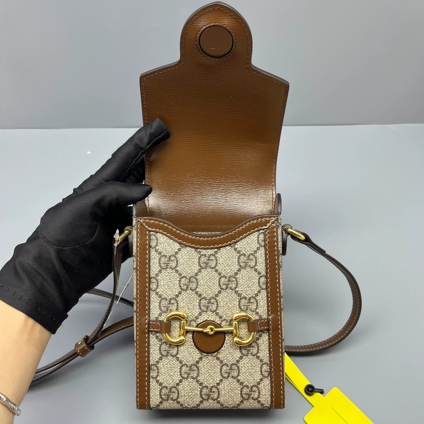 Gucci - Horsebit 1955 Phone Case - GG Supreme canvas with leather trim - Beige and Brown - (Mini)