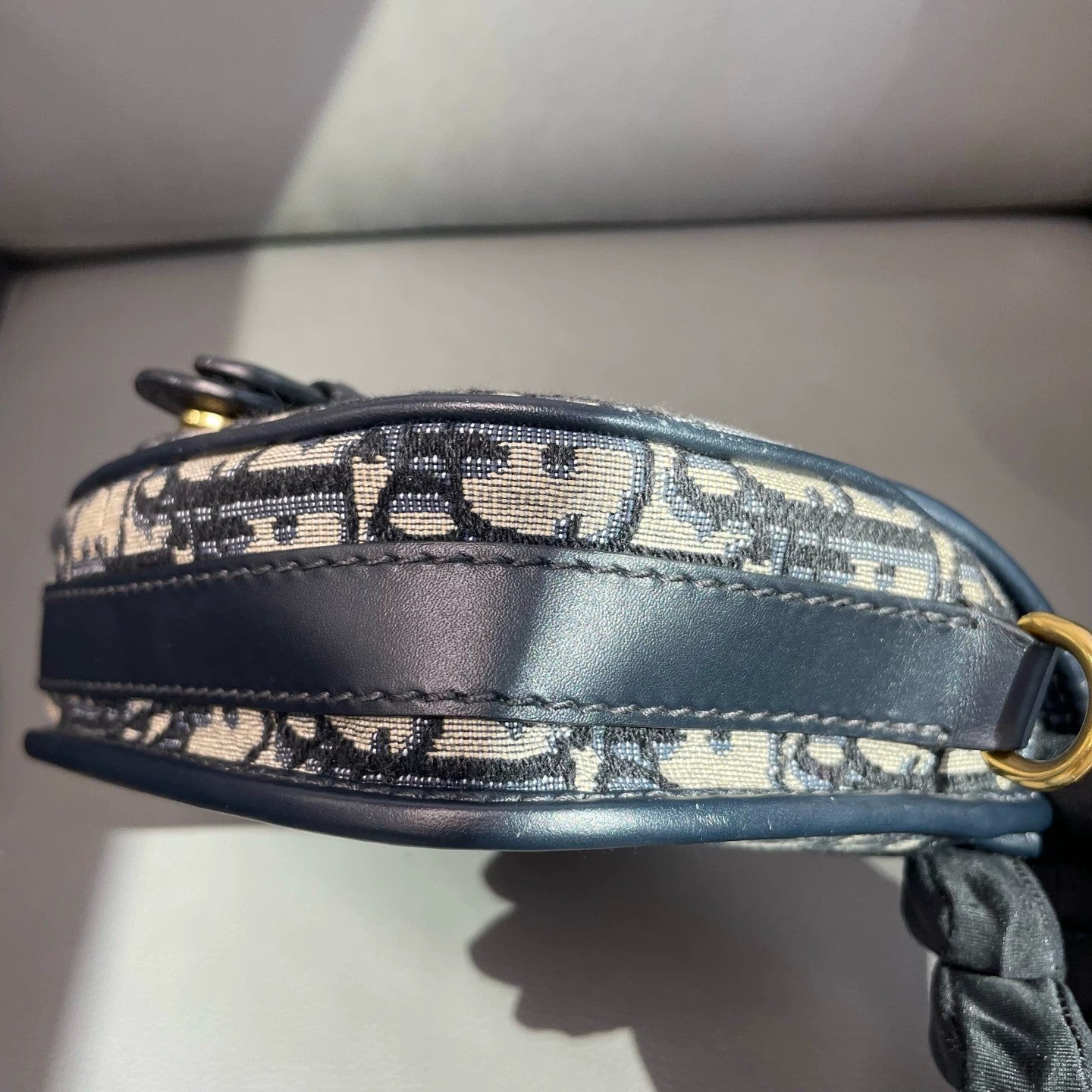 Dior - Bobby Small - Dior Oblique jacquard canvas with calfskin leather trim - Beige and Navy with Gold-Tone Hardware - (Small)
