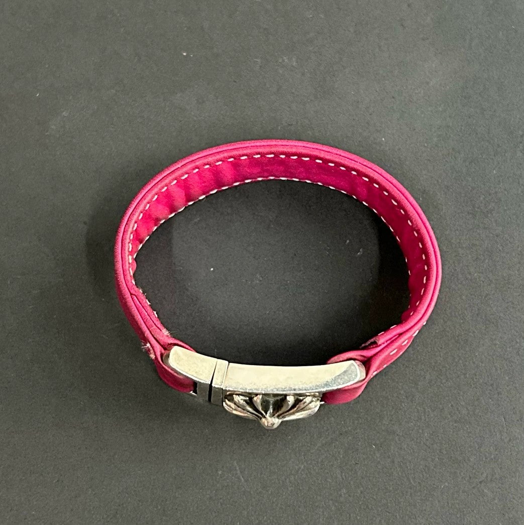 Chrome Hearts - Floral Cross Leather Bracelet - Leather with 925 sterling silver - Pink - (medium)