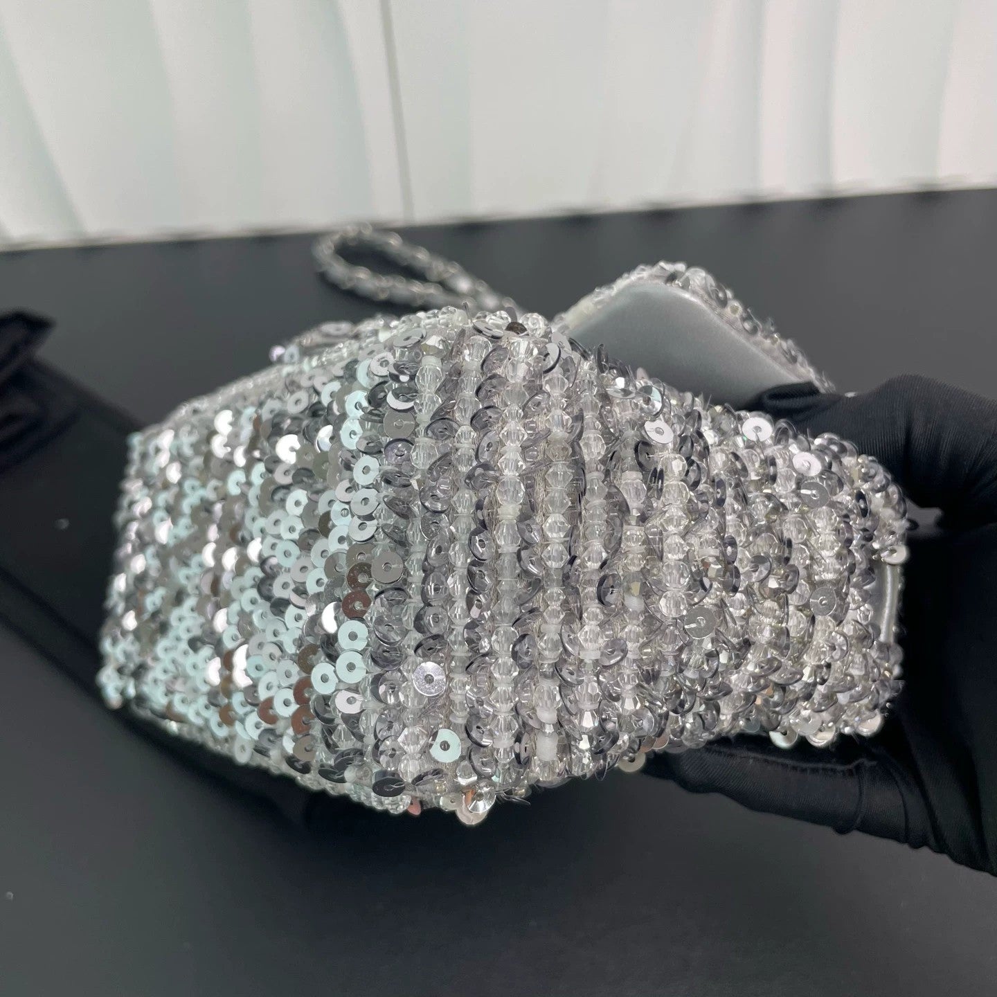 Chanel - CF Rectangular Mini Flap Sequin Bag - Sequins and textile - Silver - (mini)