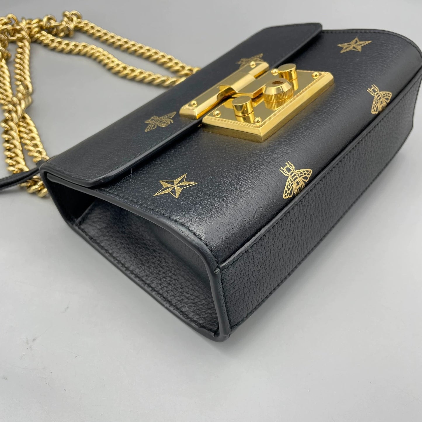 Gucci - Padlock Bee Mini Bag - Leather - Black - (small)