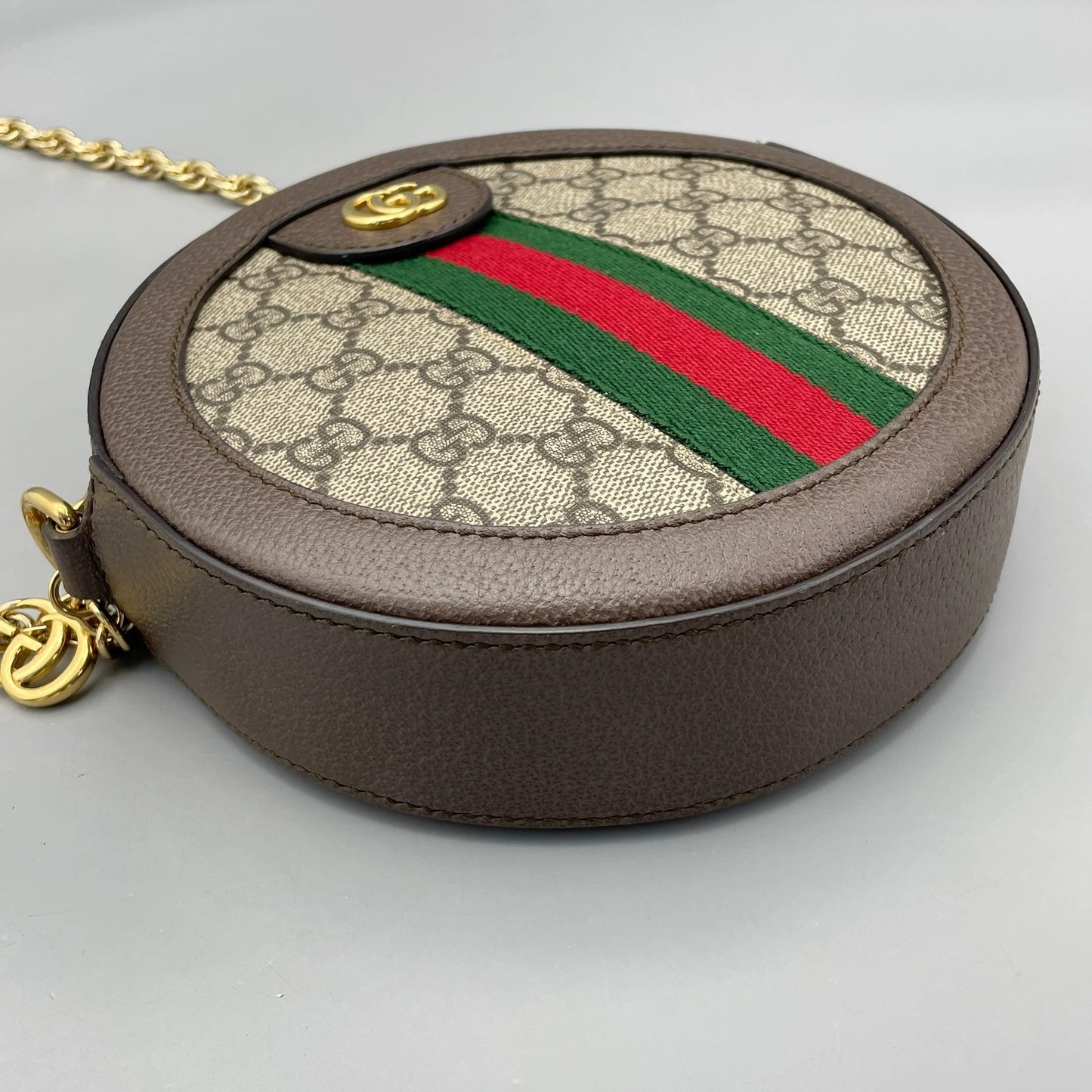 Gucci - Ophidia Mini Round Shoulder Bag - GG Supreme canvas with leather trim - Brown - (mini)