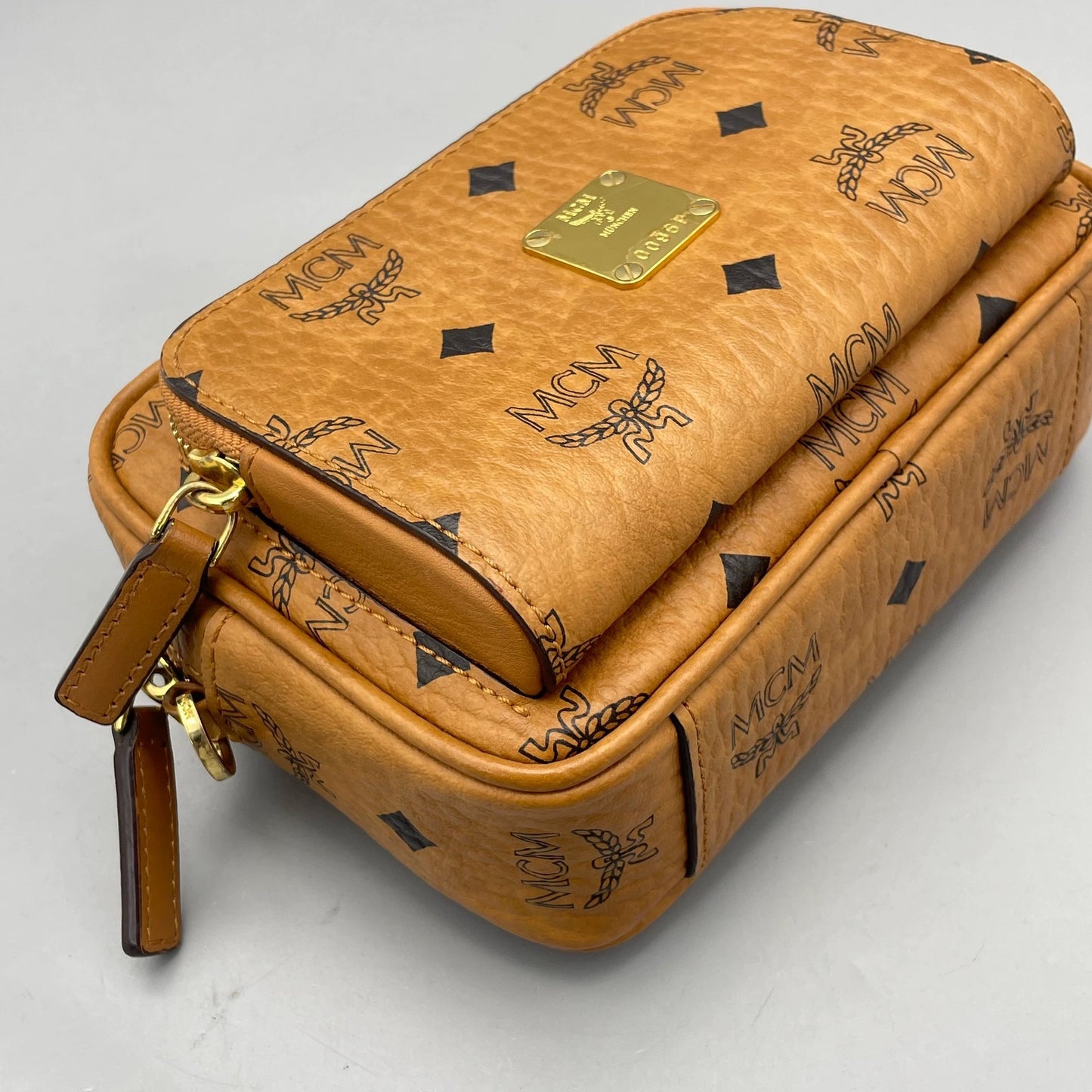 MCM - Visetos Camera Belt Bag - Coated Canvas with Leather Trim - Cognac - (mini)
