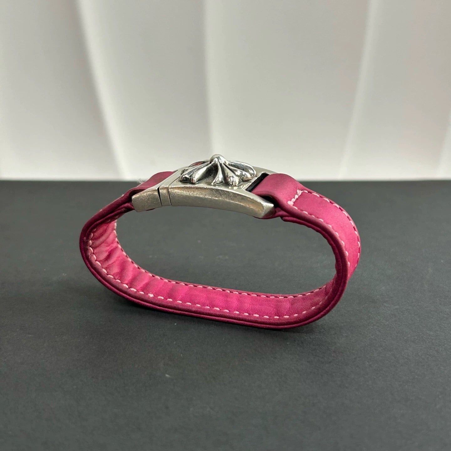Chrome Hearts - Floral Cross Leather Bracelet - Leather with 925 sterling silver - Pink - (medium)