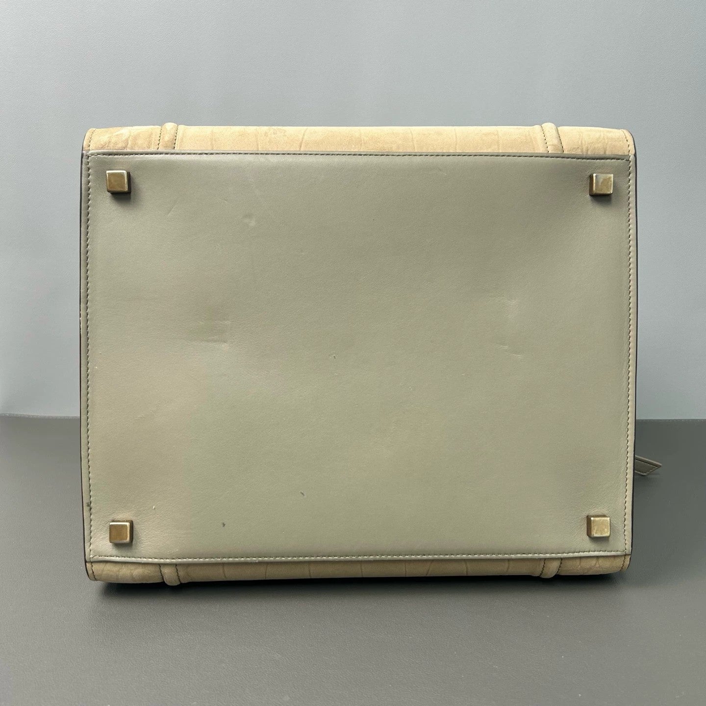 Celine - Phantom Luggage - Crocodile-embossed leather with a suede finish and smooth leather accents - Beige with Grey accents - (Large)