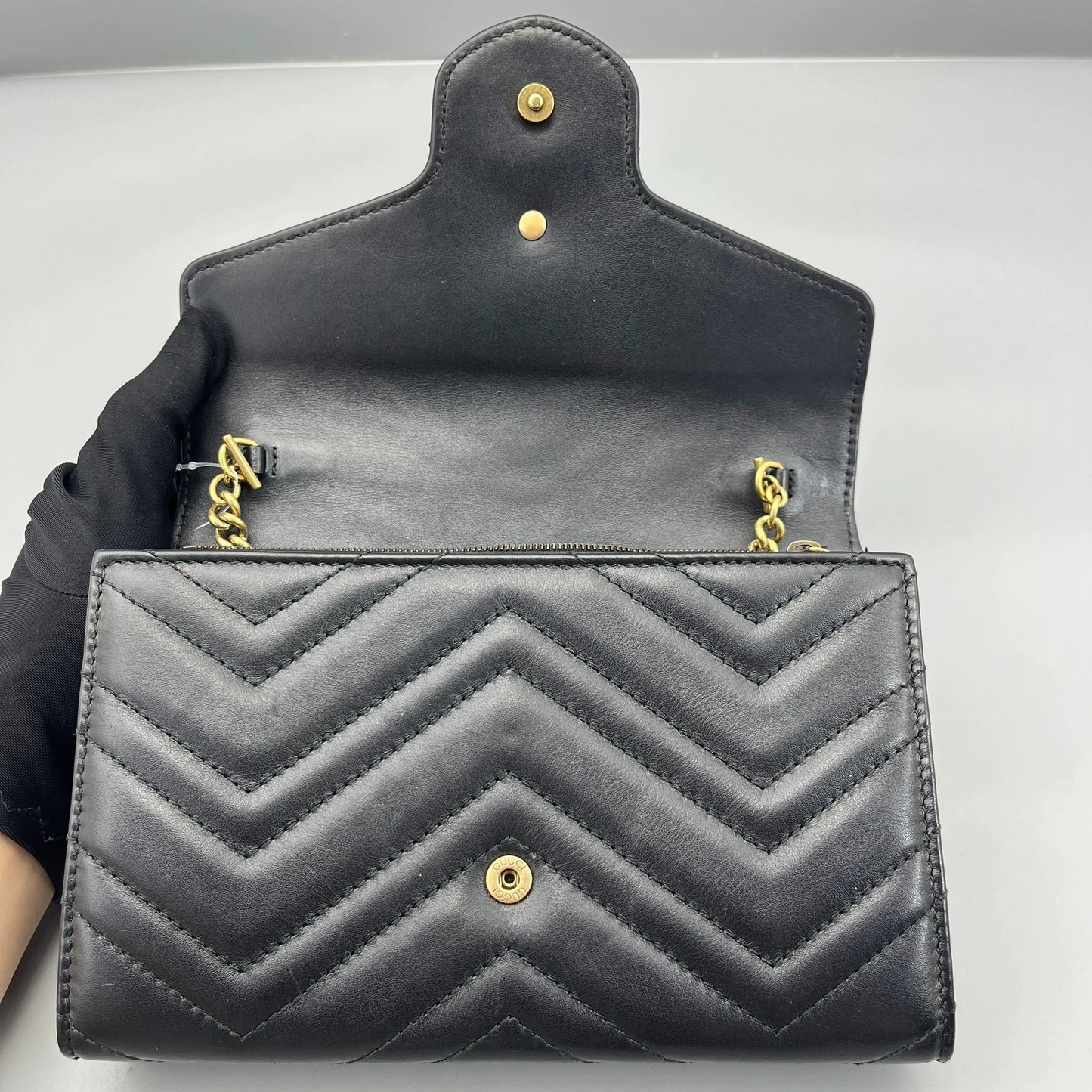 Gucci - GG Marmont Wallet on Chain (WOC) - Leather - Black - (small)
