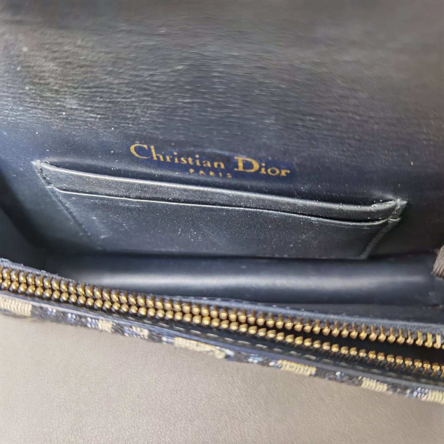Dior - Saddle Belt Pouch - Oblique canvas with leather trim - Navy - (mini)