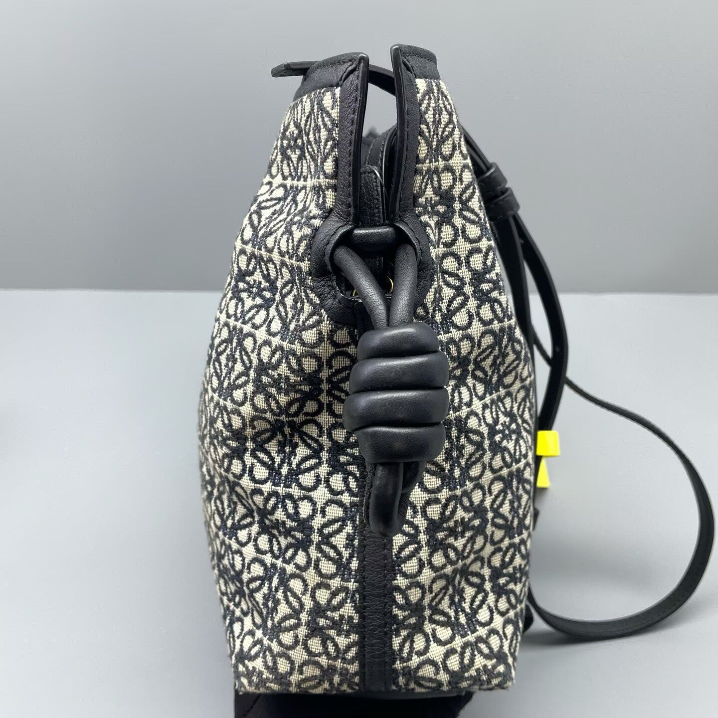 Loewe - Anagram Jacquard Soft Shoulder Bag - Jacquard canvas and leather - Black and Beige - (medium)
