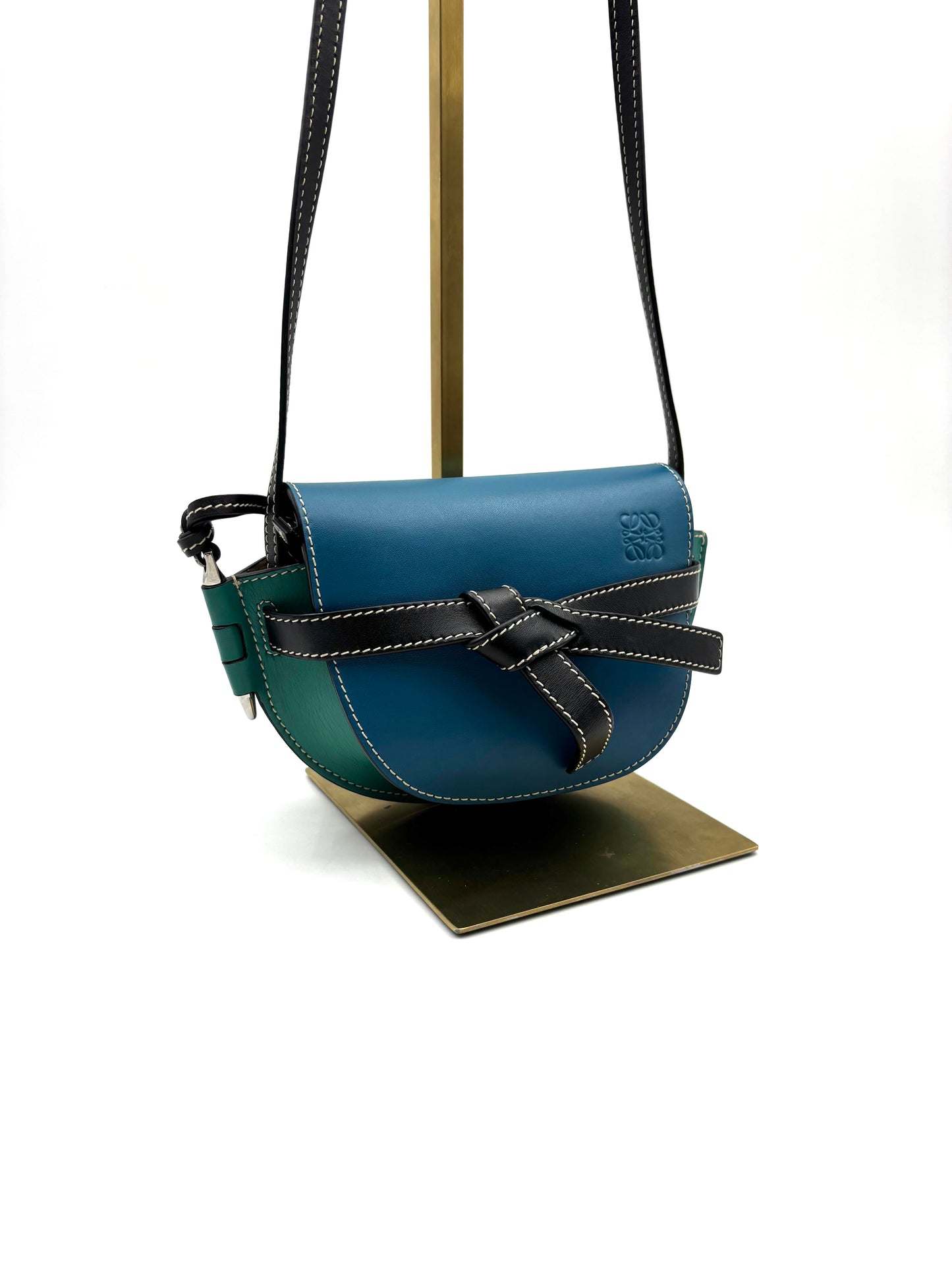 Loewe - Gate Mini Saddle Bag - Soft calfskin leather - Blue and Green Bicolour with Black Accents - (mini)
