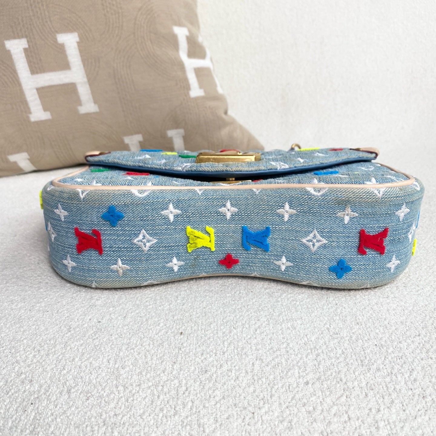 Louis Vuitton - New Wave Chain Bag - Denim - Light Blue with Multicolour Embroidery - (Mini)