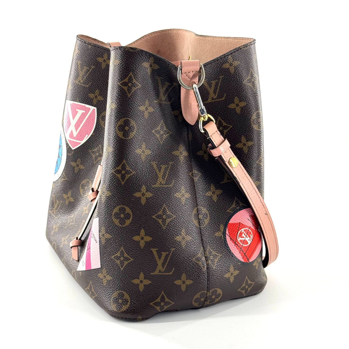 Louis Vuitton - Other - Monogram coated canvas with pink cowhide leather trim - Brown with Pink accents and Multicolour patches - (medium)