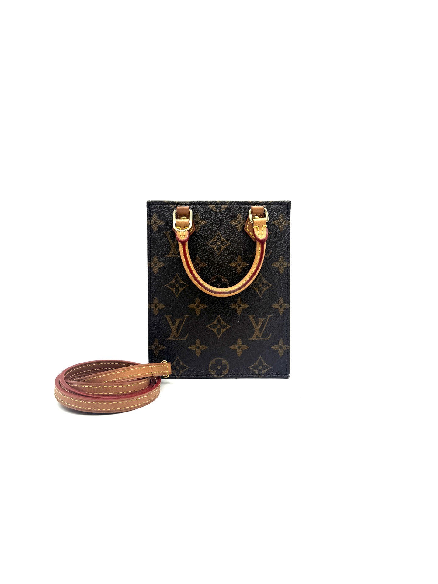 Louis Vuitton - Petit Sac Plat - Monogram coated canvas with Vachetta leather trim - Brown - (mini)