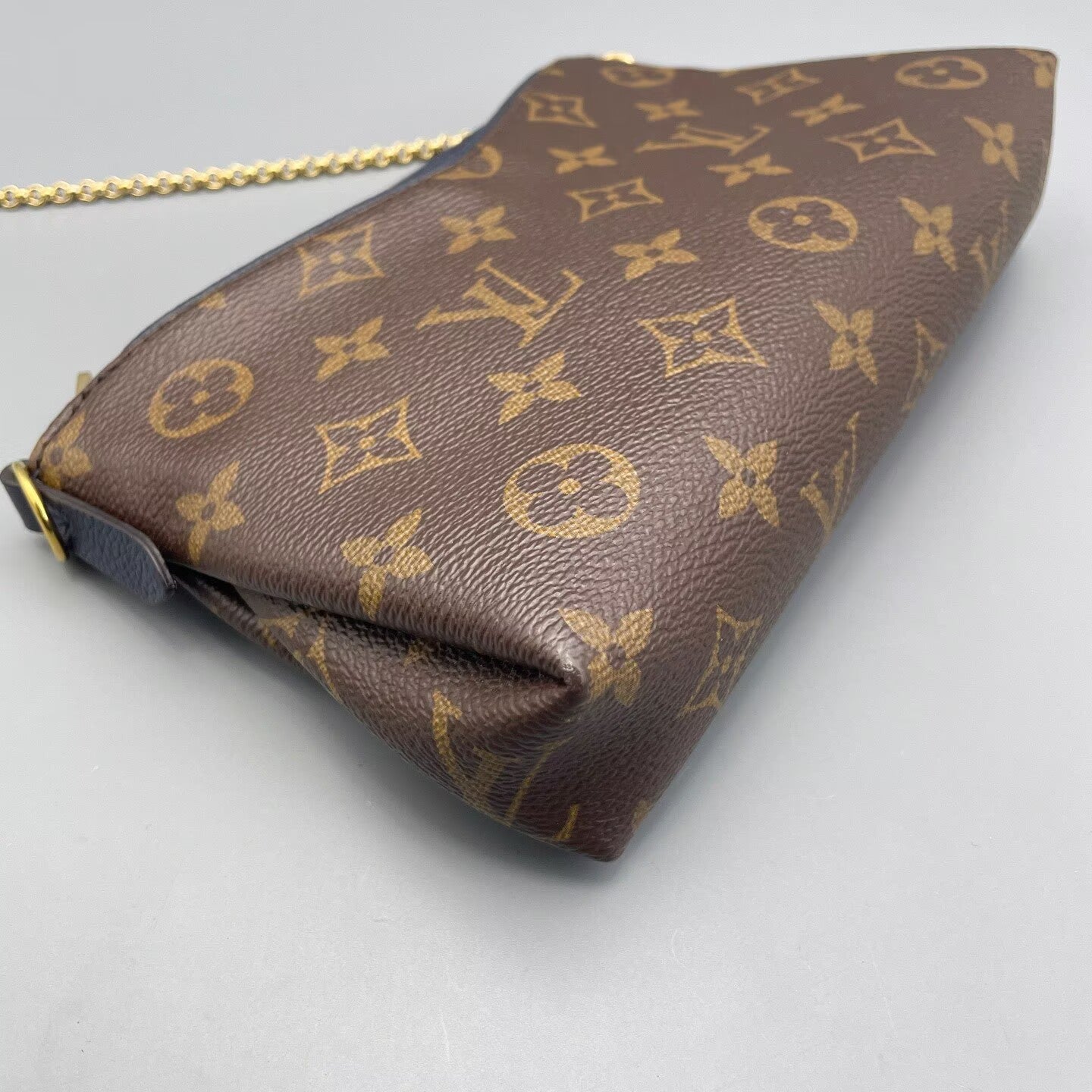 Louis Vuitton - Pochette Felicie - Monogram coated canvas with grained leather trim - Brown and Blue - (mini)