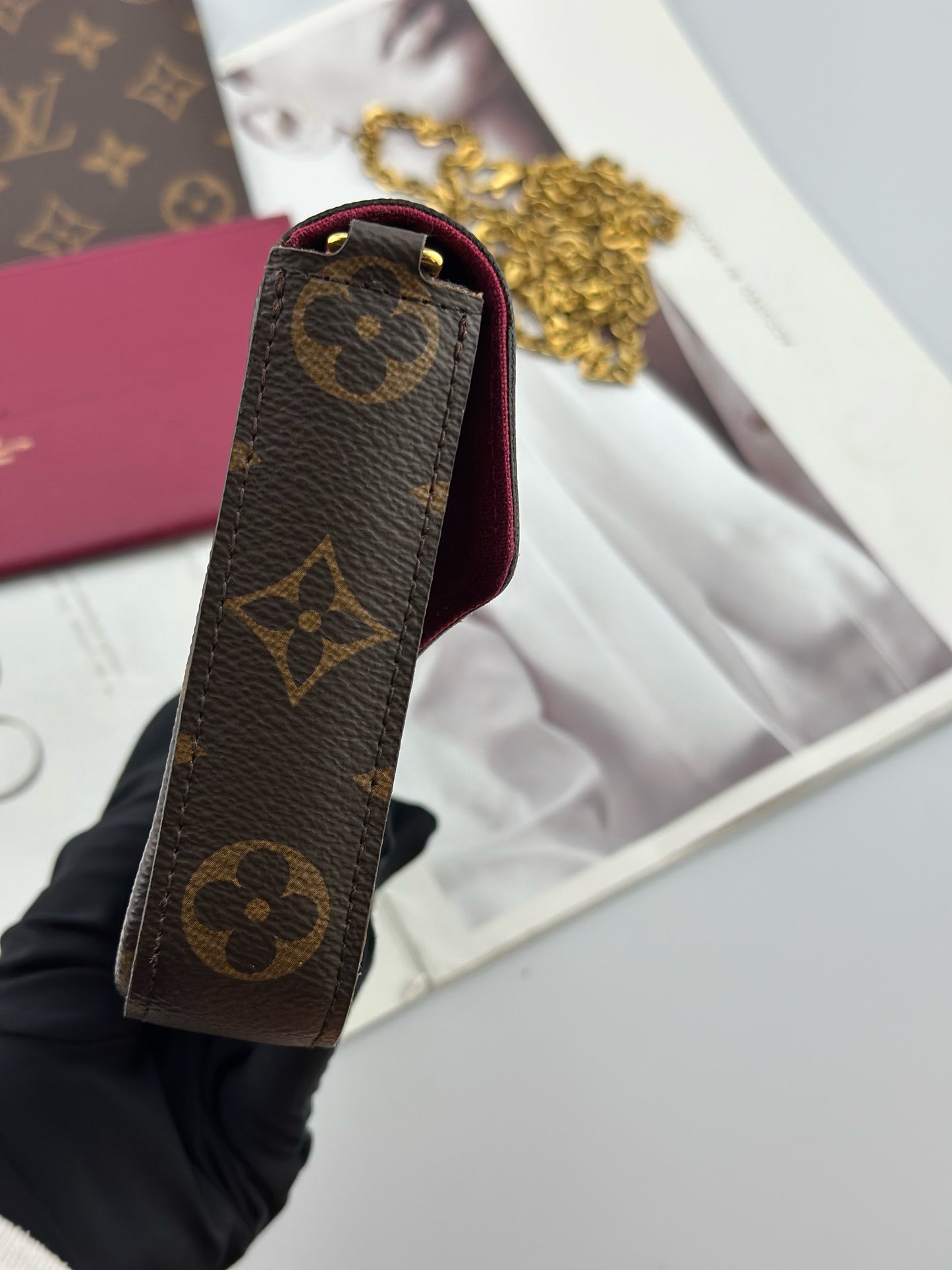 Louis Vuitton - Pochette Félicie - Monogram coated canvas with leather trim - Brown - (Small)