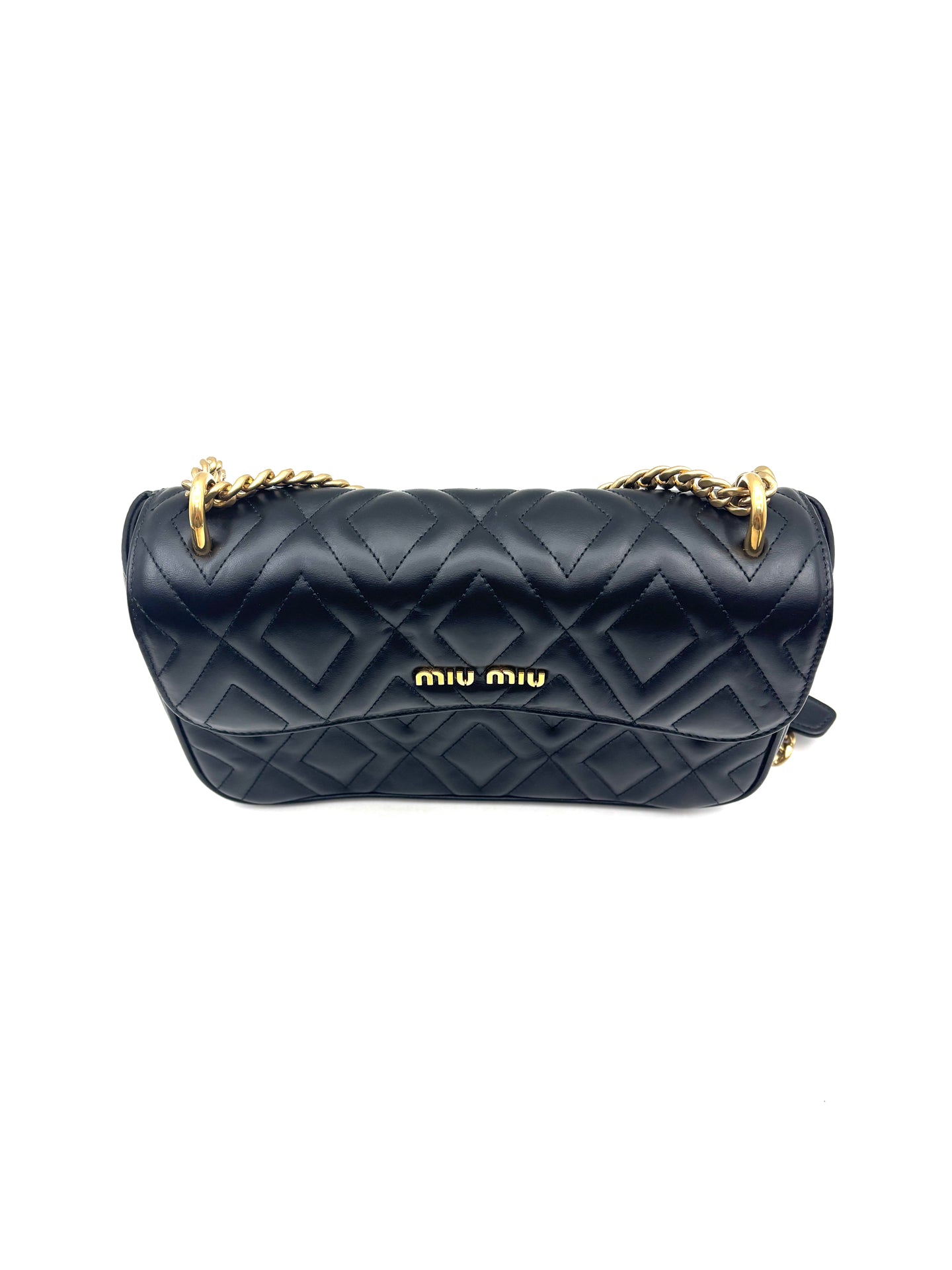 Miu Miu - Flap Chain Bag - Leather - Black - (medium)