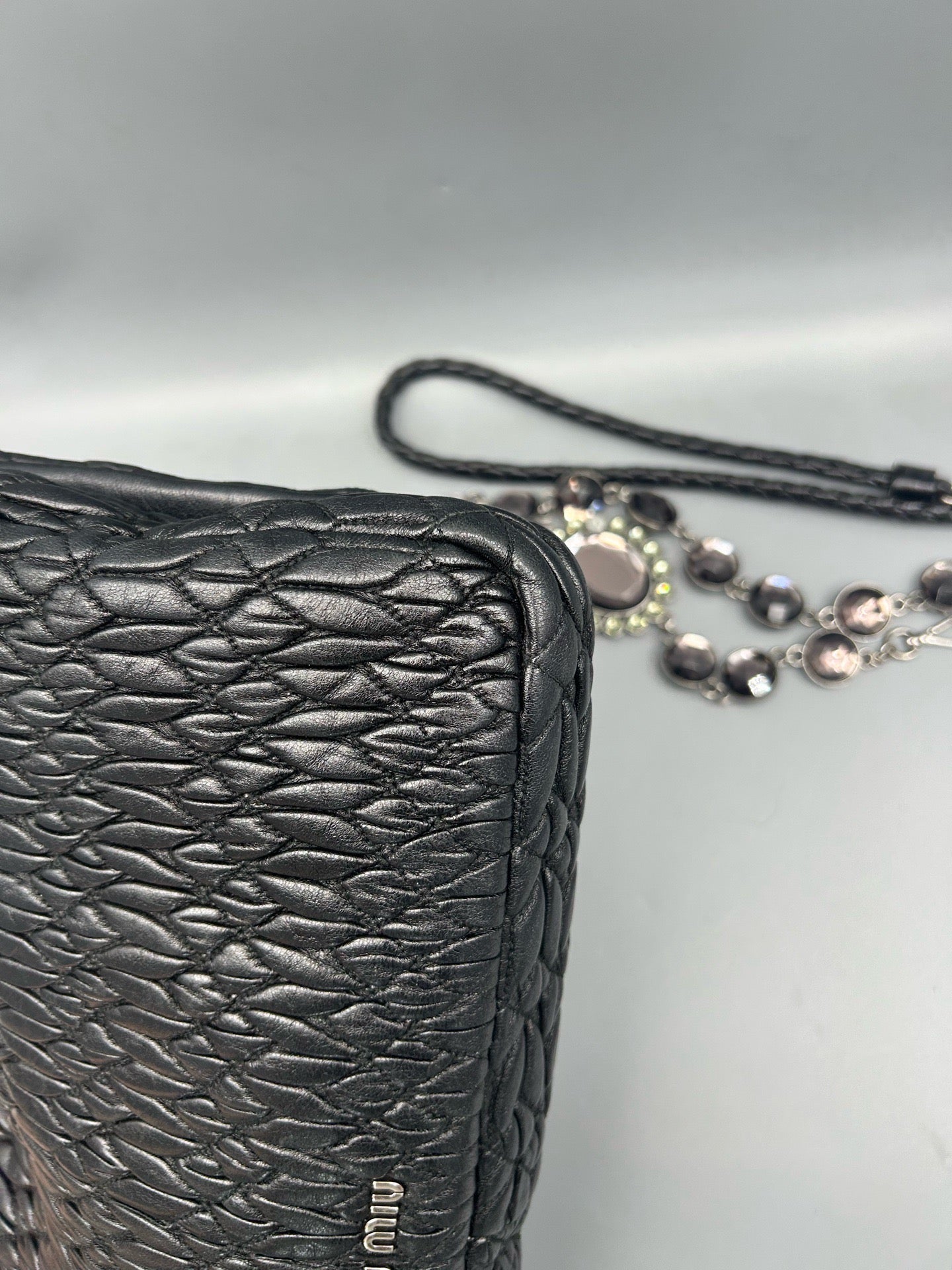 Miu Miu - Jeweled Chain Bag - Leather - Black - (medium)