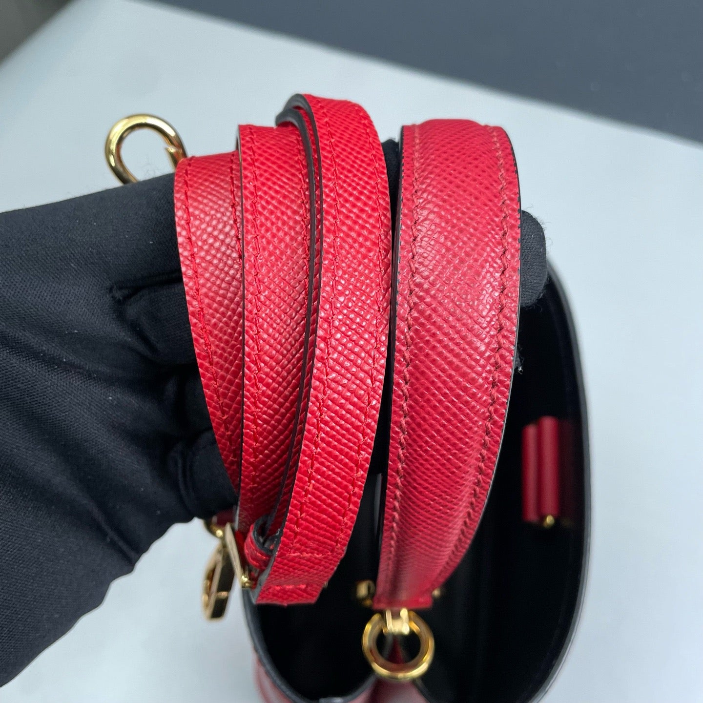 Prada - Panier Bucket Bag - Saffiano leather - Red - (mini)