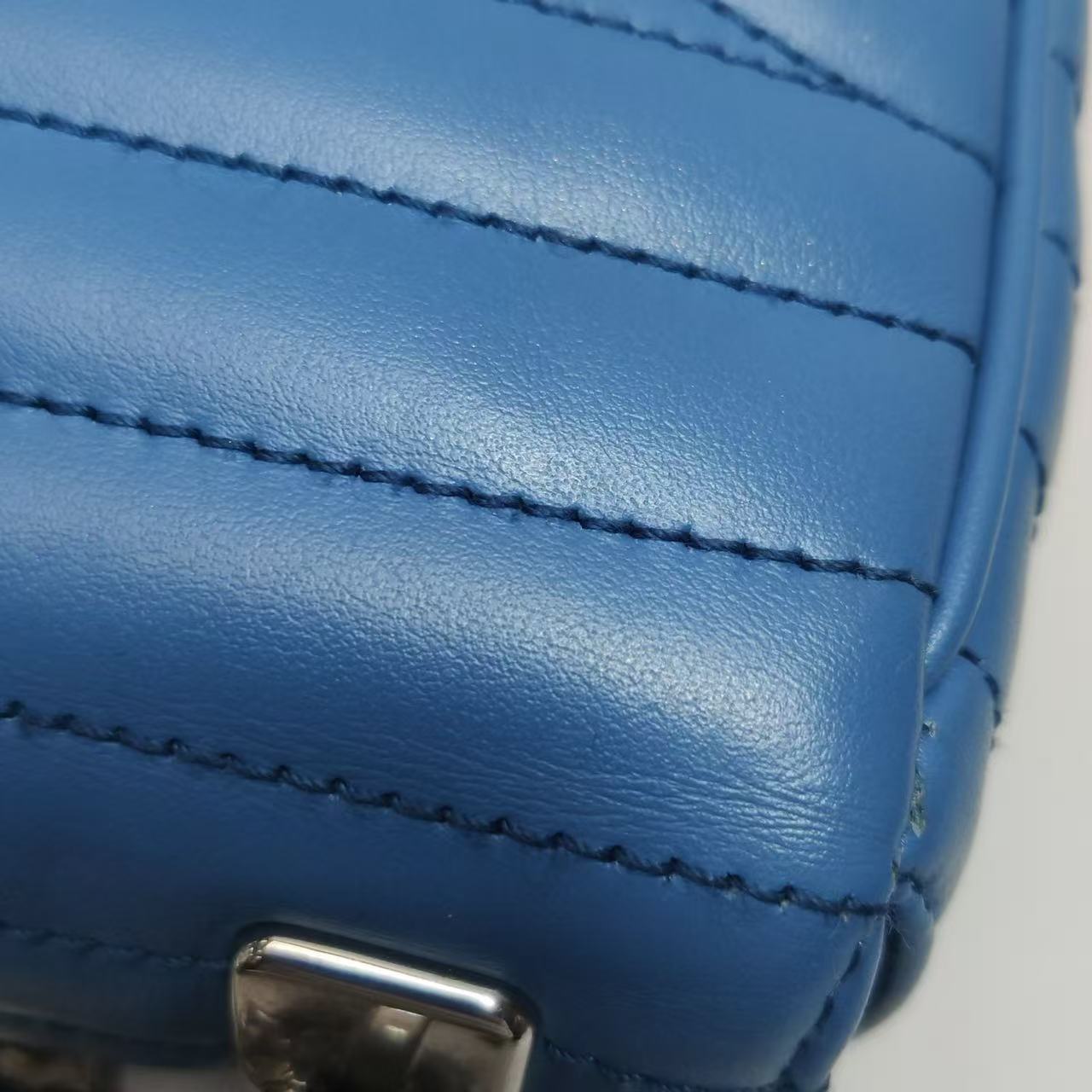 Prada - Quilted Chain Shoulder Bag - Leather - Blue - (Small)