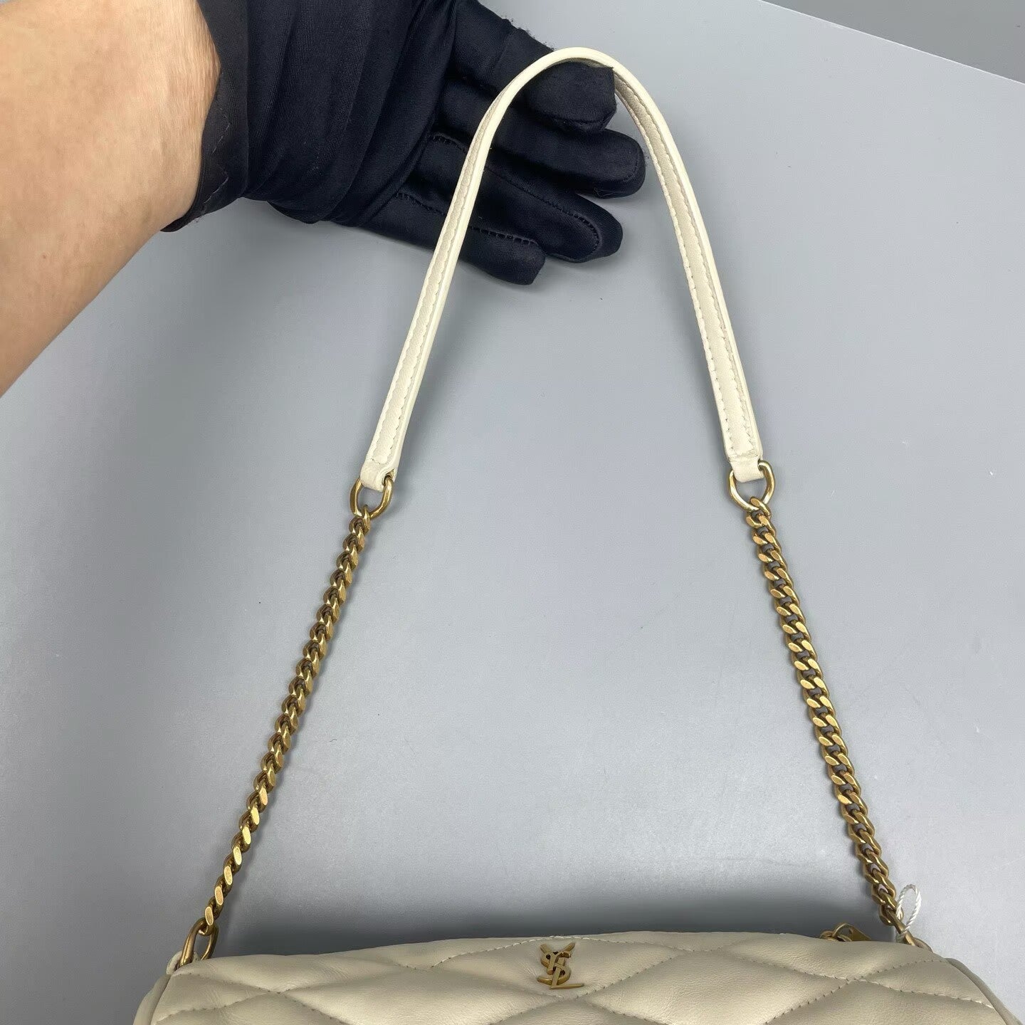 Saint Laurent - Barrel Bag - Quilted leather - White with Gold-Tone Hardware - (mini)