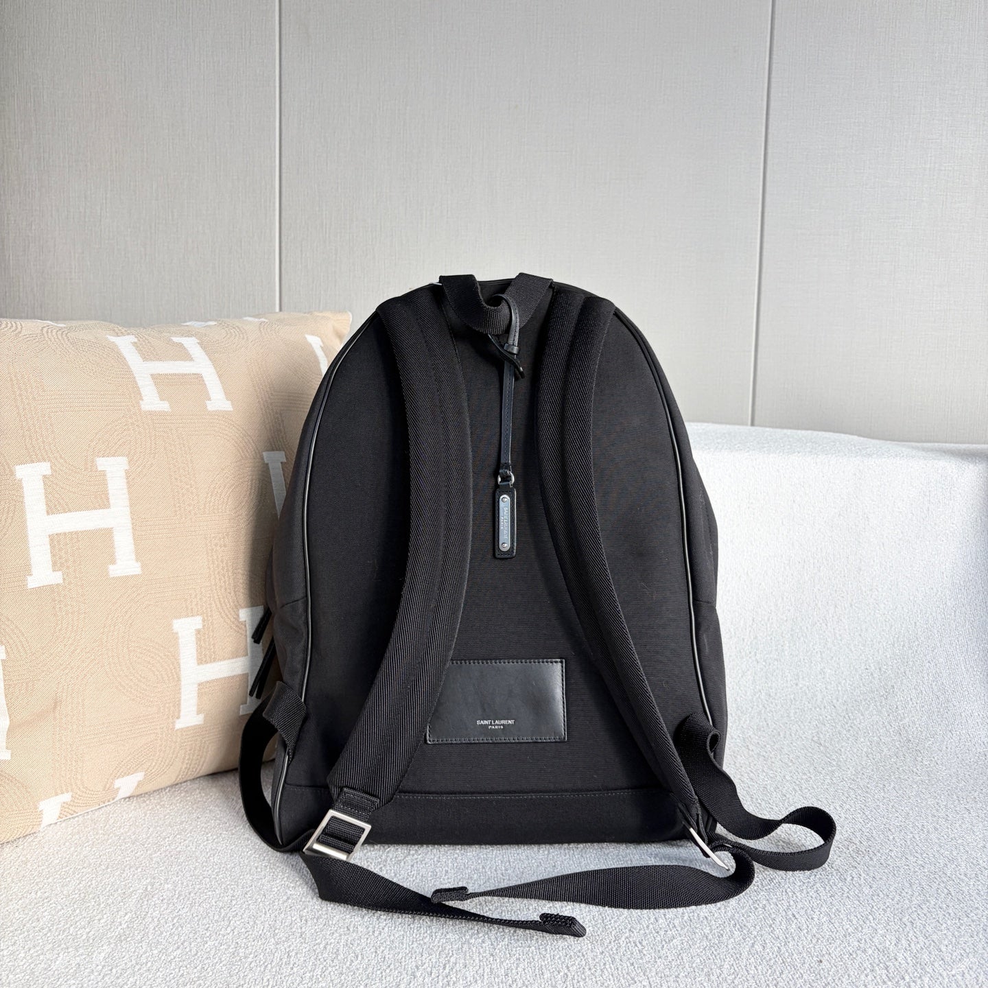 Saint Laurent - City Backpack - Canvas with leather trim - Black - (Large)