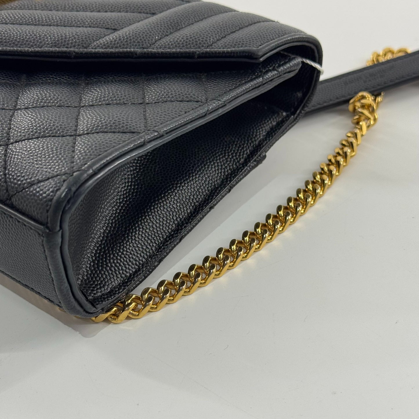 Saint Laurent - Envelope Chain Bag - Grained leather - Black with Gold-Tone Hardware - (small)