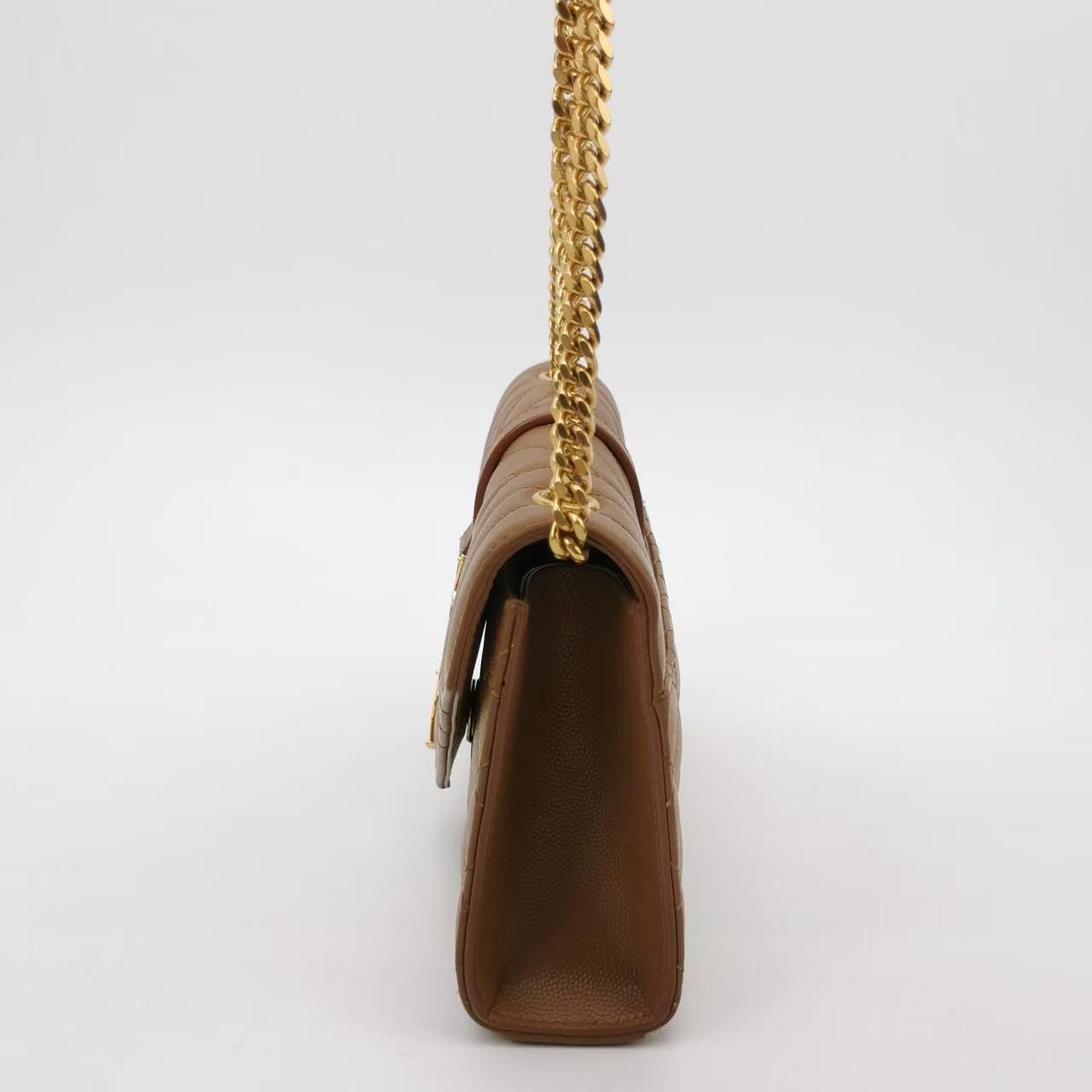 Saint Laurent - Envelope - Cowhide leather - Camel with Gold-Tone Hardware - (Small)