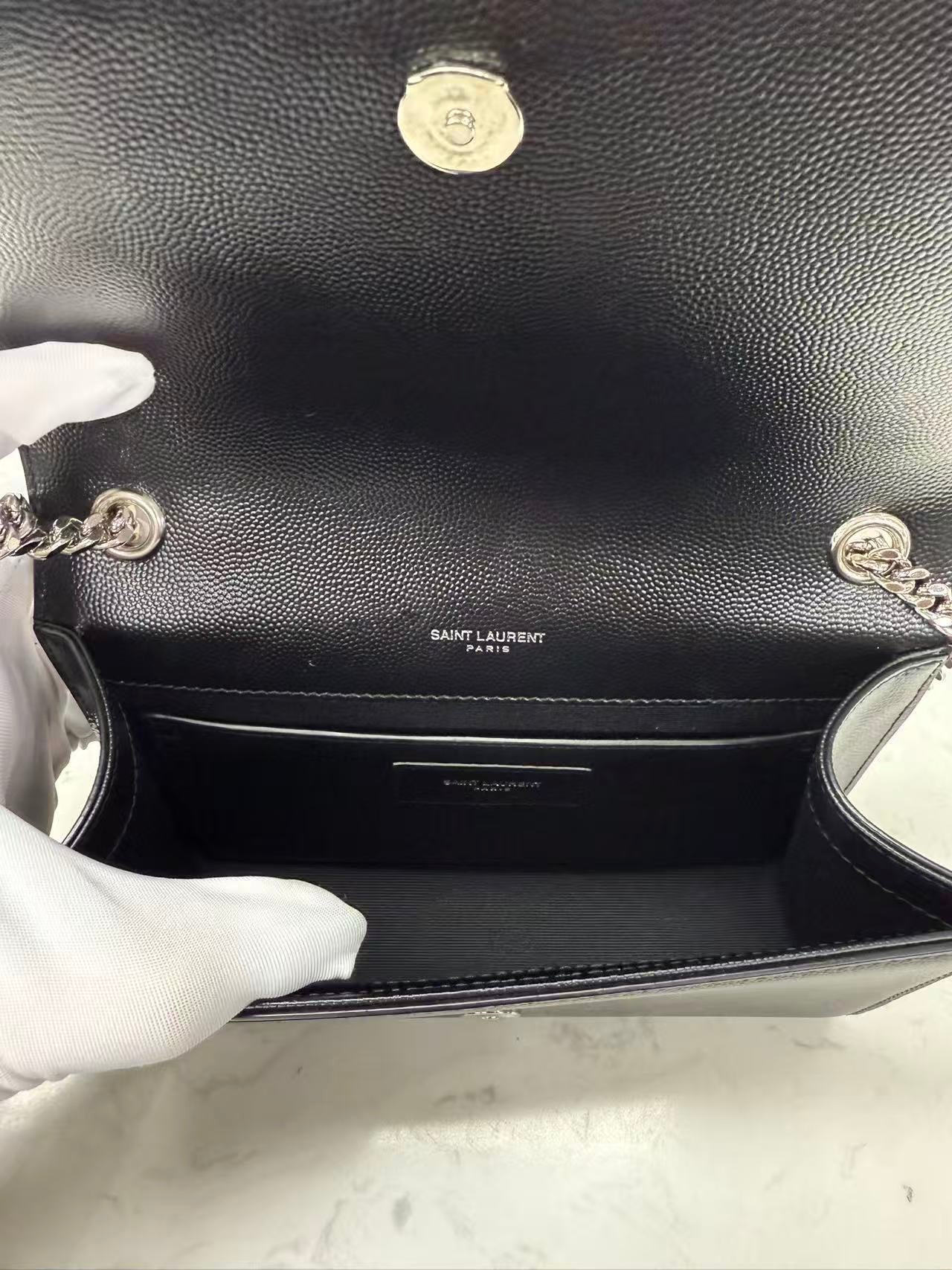 Saint Laurent - Kate - Caviar leather - Black with Silver-Tone Hardware - (mini)