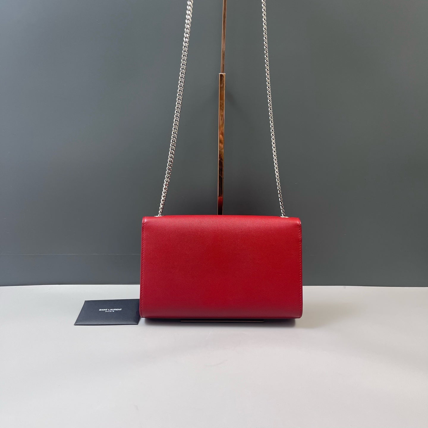 Saint Laurent - Kate - Grained calfskin leather - Red with Silver-Tone Hardware - (small)