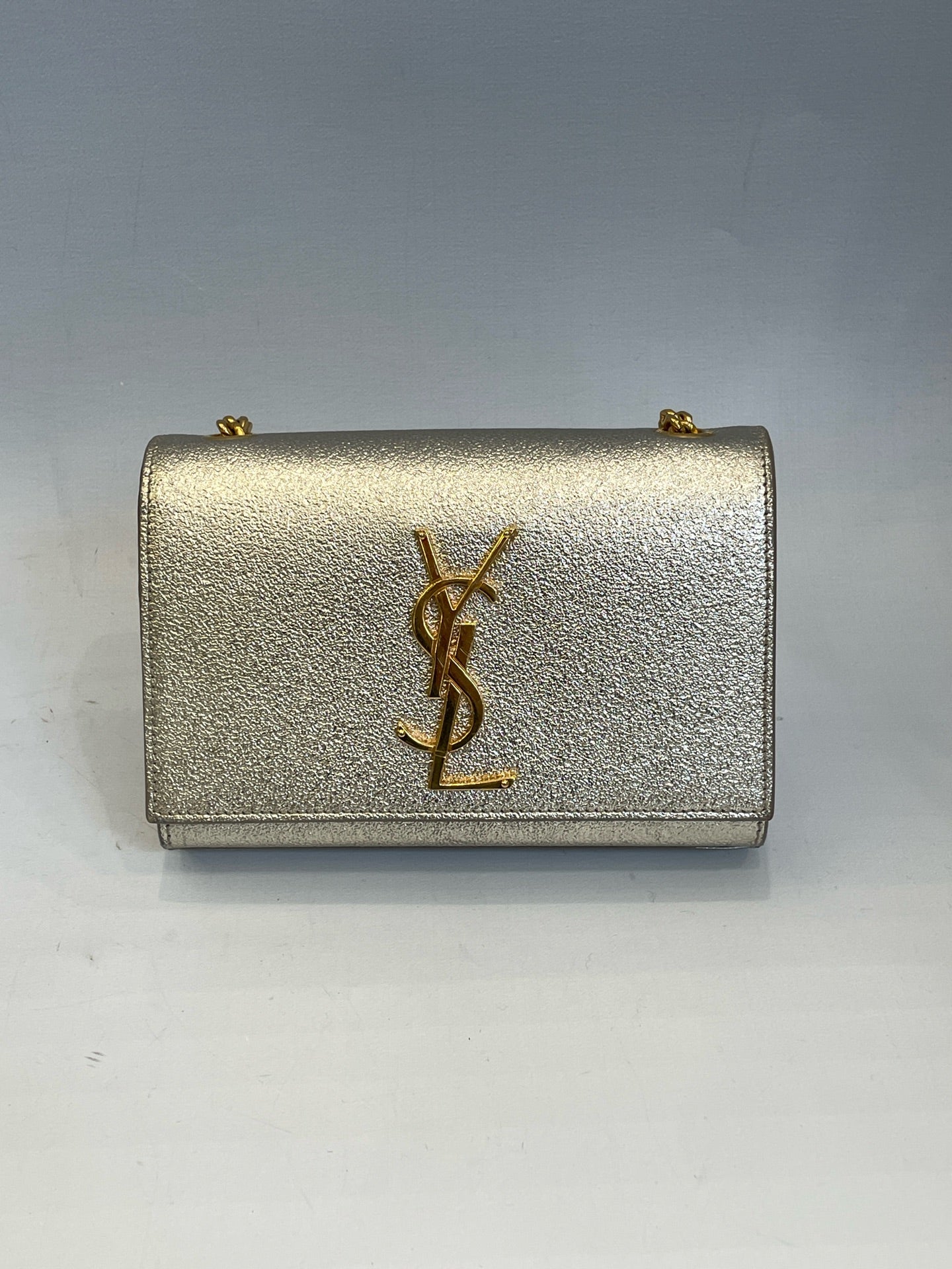 Saint Laurent - Kate - Metallic leather - Silver with Gold-Tone Hardware - (mini)