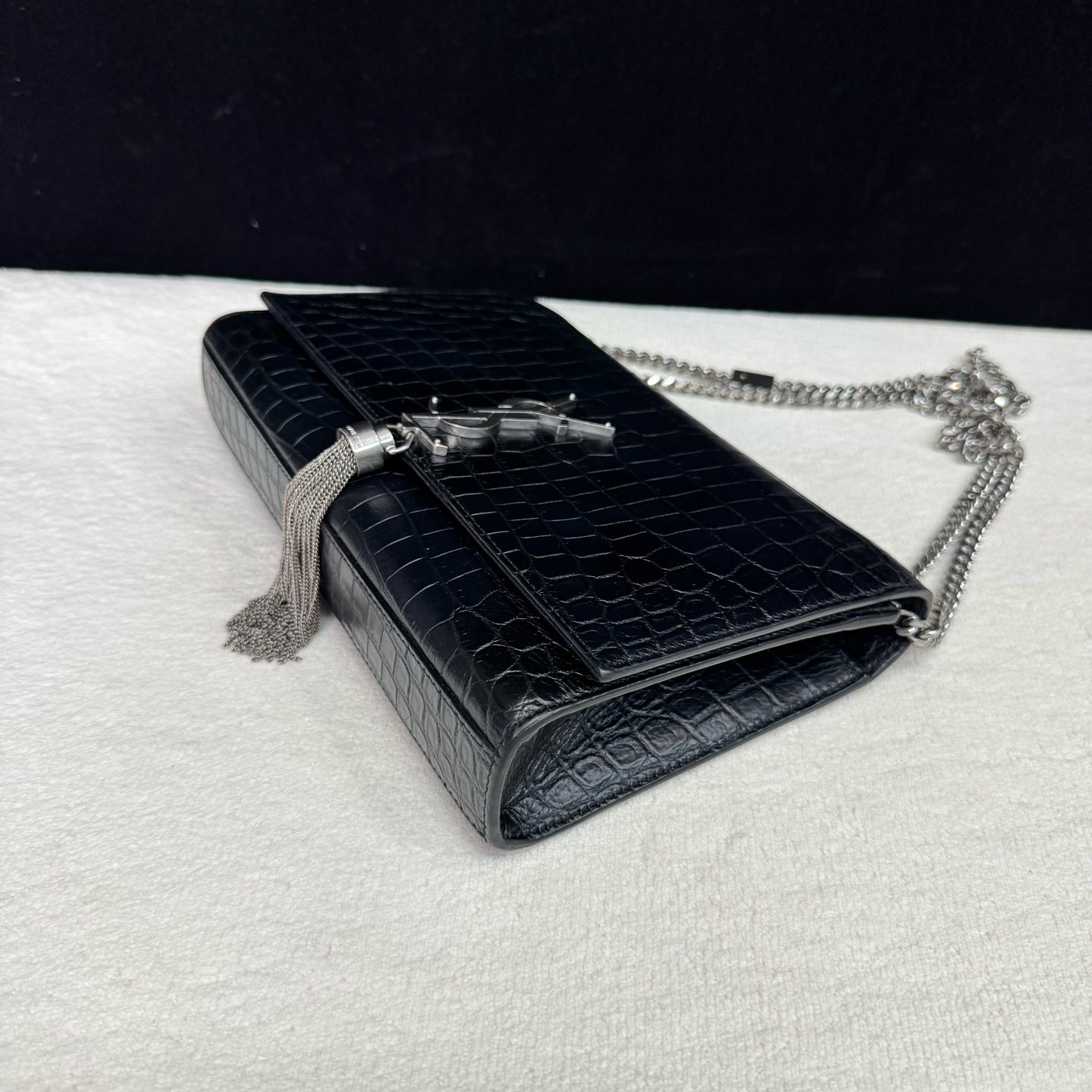 Saint Laurent - Kate Tassel Chain Bag - Calfskin leather - Black with Silver-Tone Hardware - (mini)